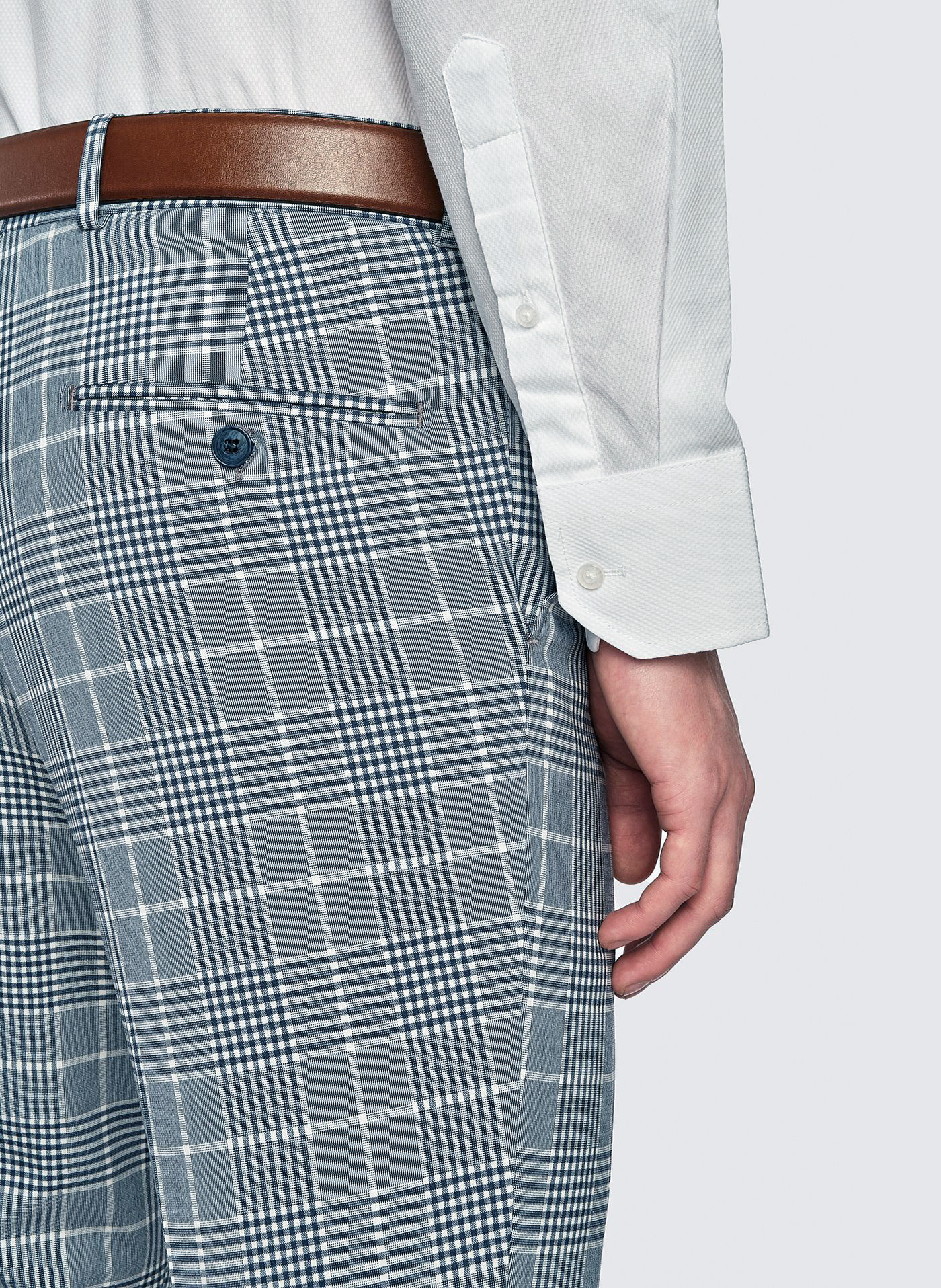 Niebieskie spodnie garniturowe w kratę - Pako Lorente