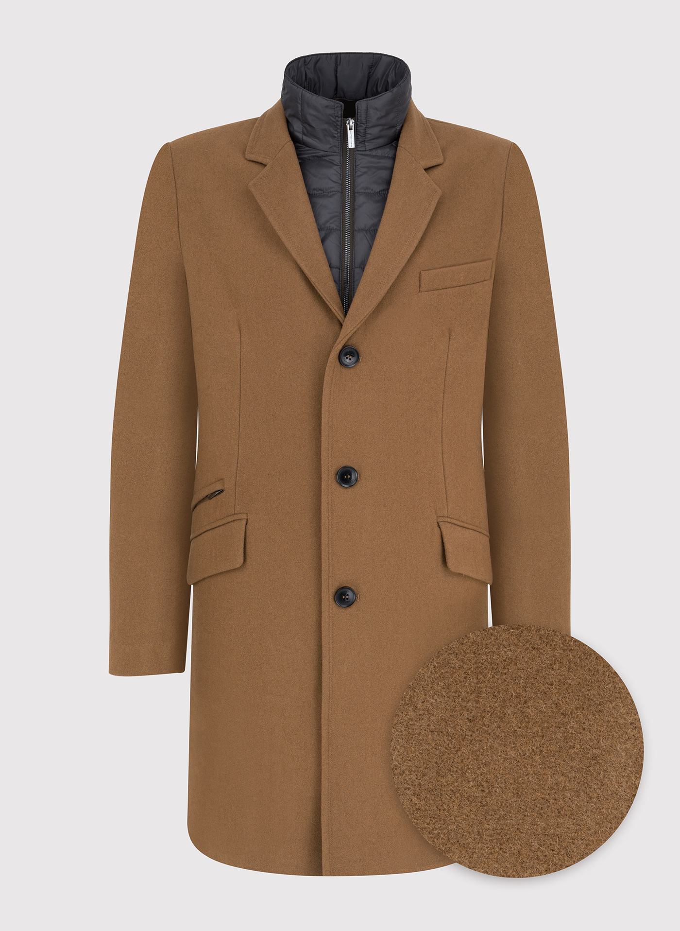 Męski płaszcz z wełną w kolorze kamelowym - Pako Lorente