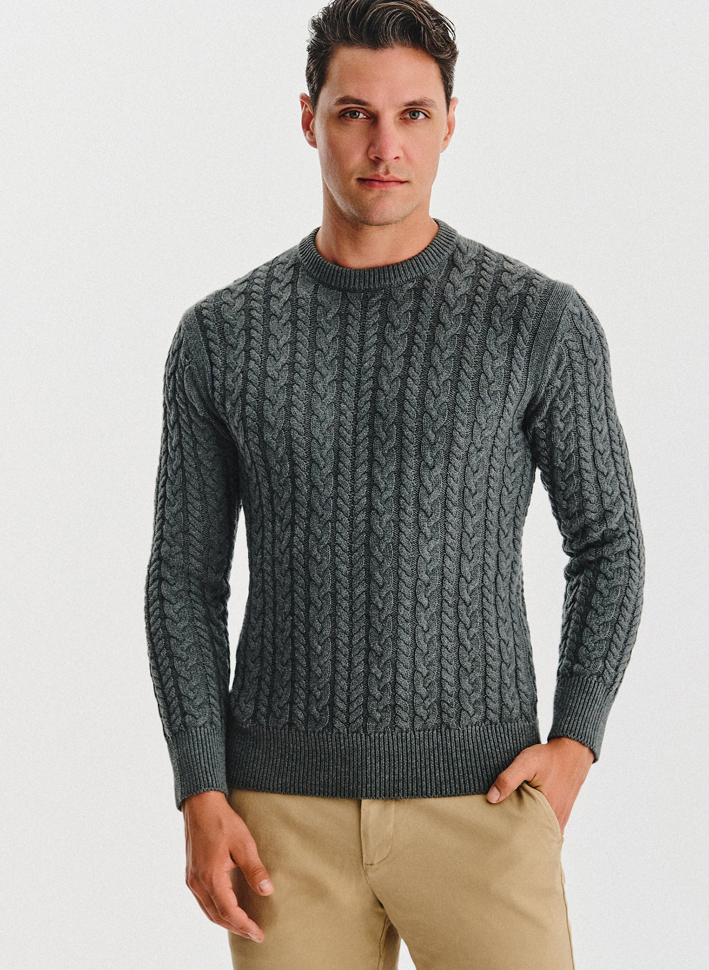 PAKO LORENTE - szary sweter męski z kaszmirem - Pako Lorente