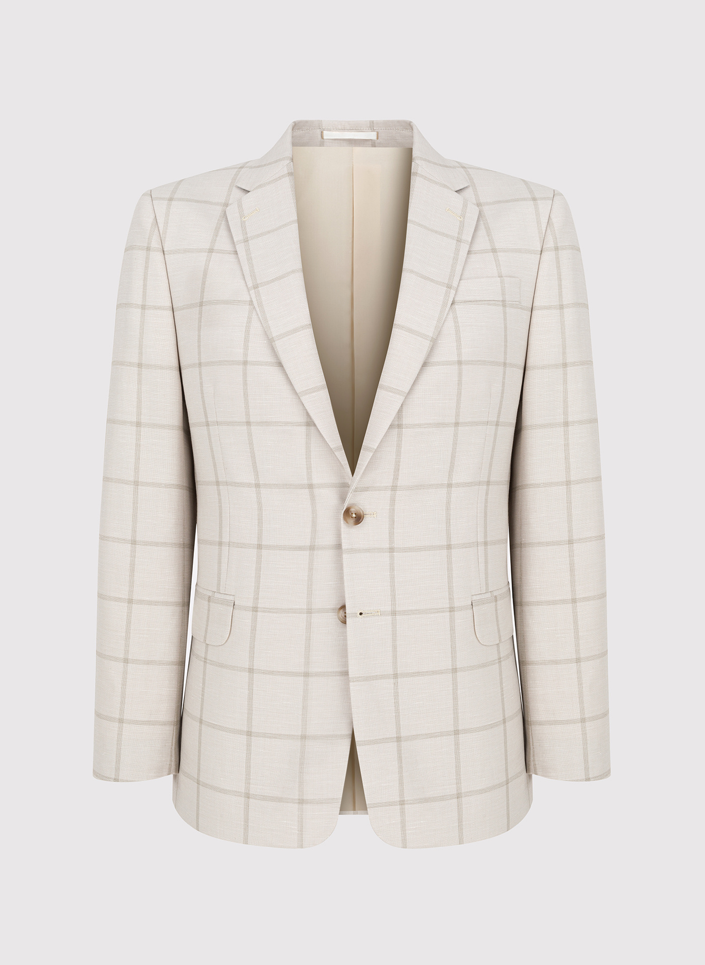 Beżowa marynarka męska w kratę Windowpane - Pako Lorente