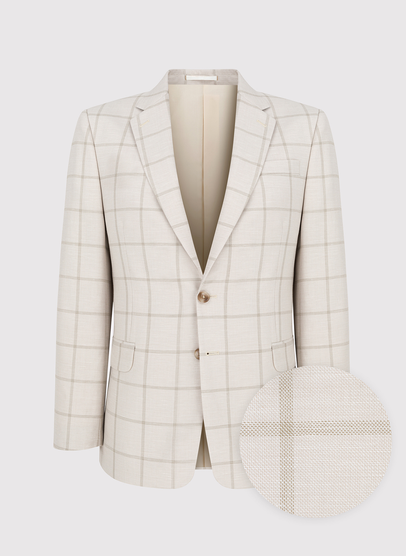 Beżowa marynarka męska w kratę Windowpane - Pako Lorente