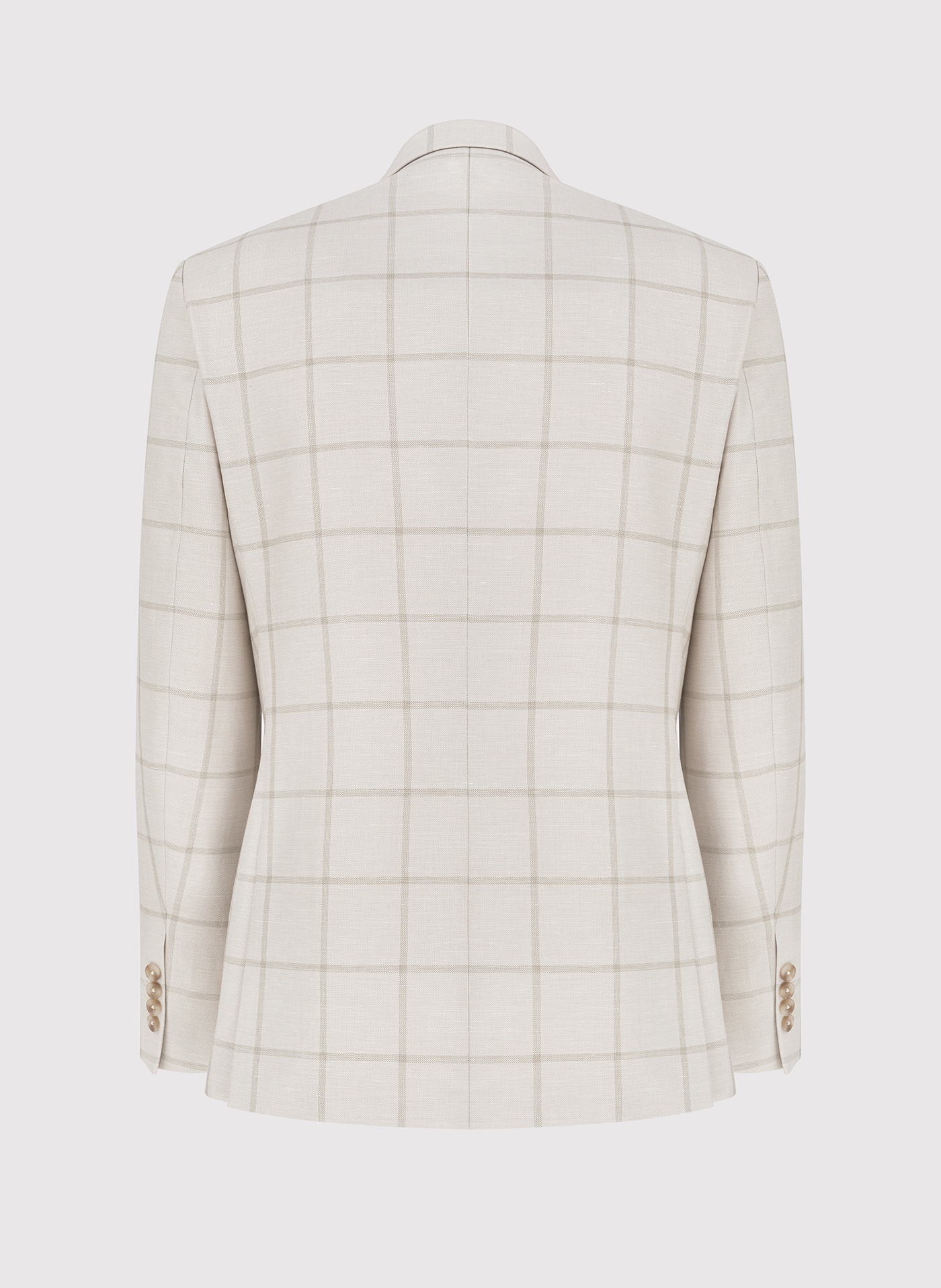Beżowa marynarka męska w kratę Windowpane - Pako Lorente