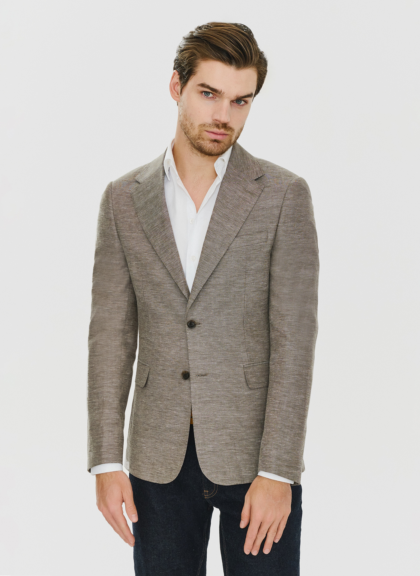 Brązowa marynarka z lnem - Pako Lorente