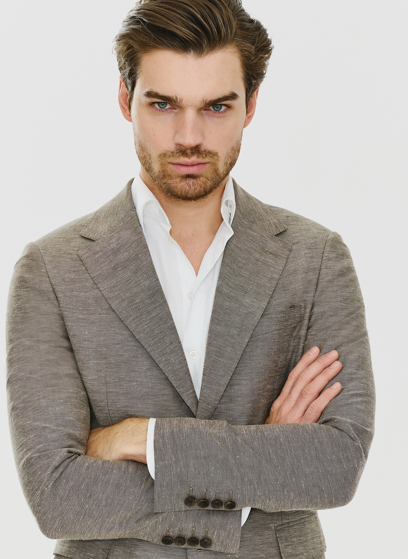 Brązowa marynarka z lnem - Pako Lorente