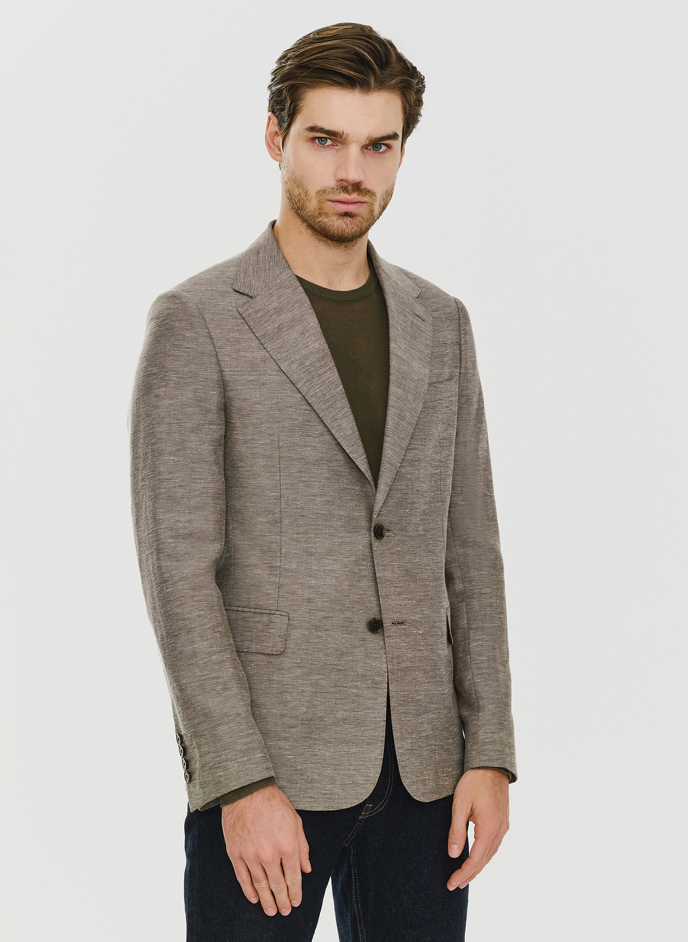 Brązowa marynarka z lnem - Pako Lorente