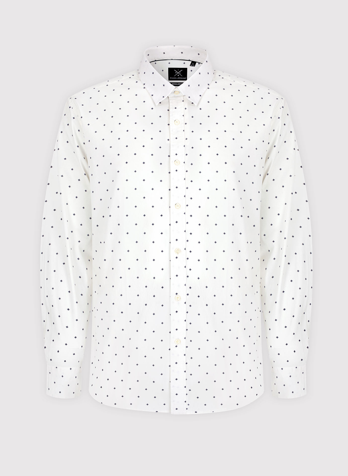 Biała koszula męska w granatowy drobny print - Pako Lorente