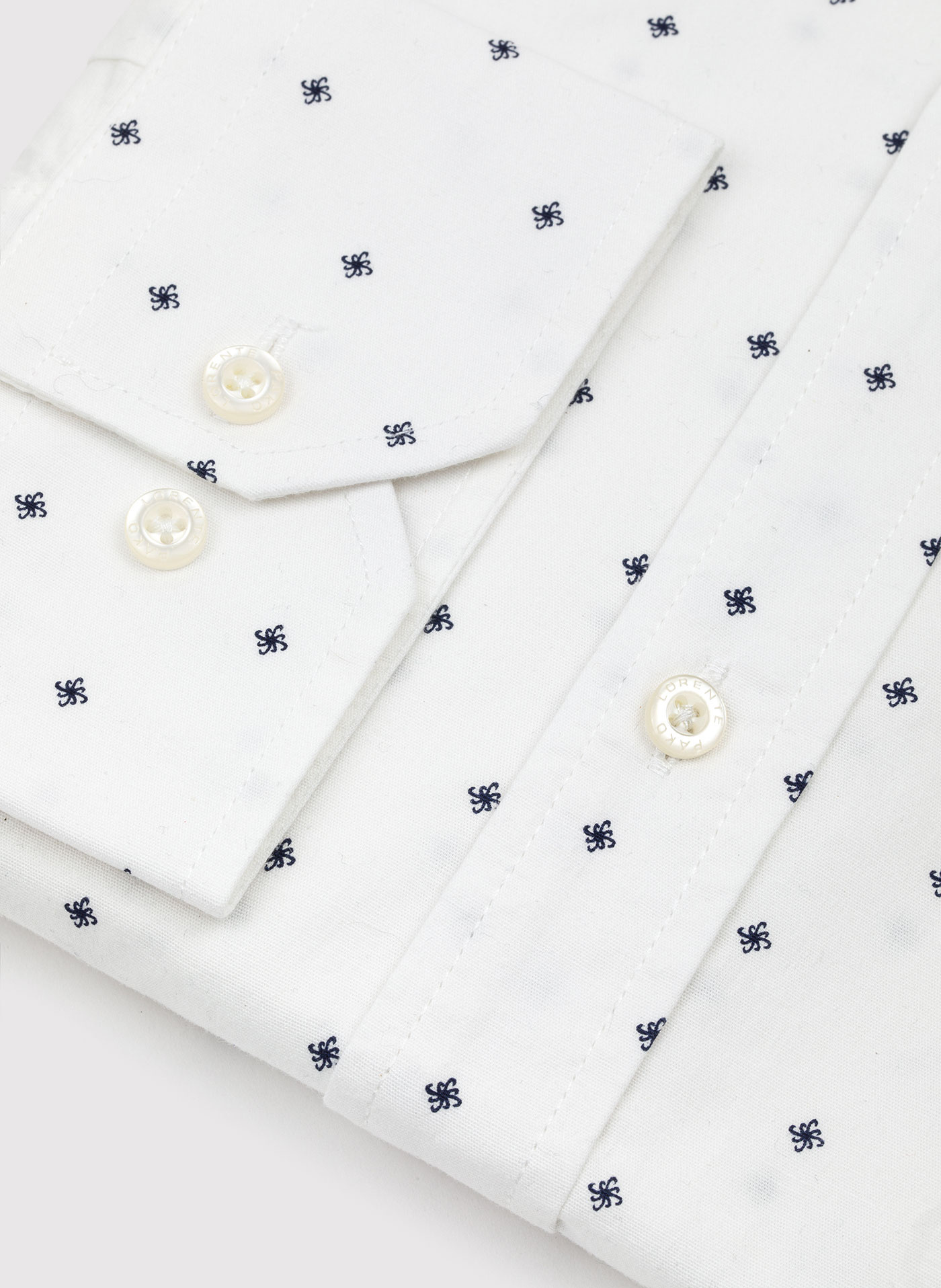 Biała koszula męska w granatowy drobny print - Pako Lorente