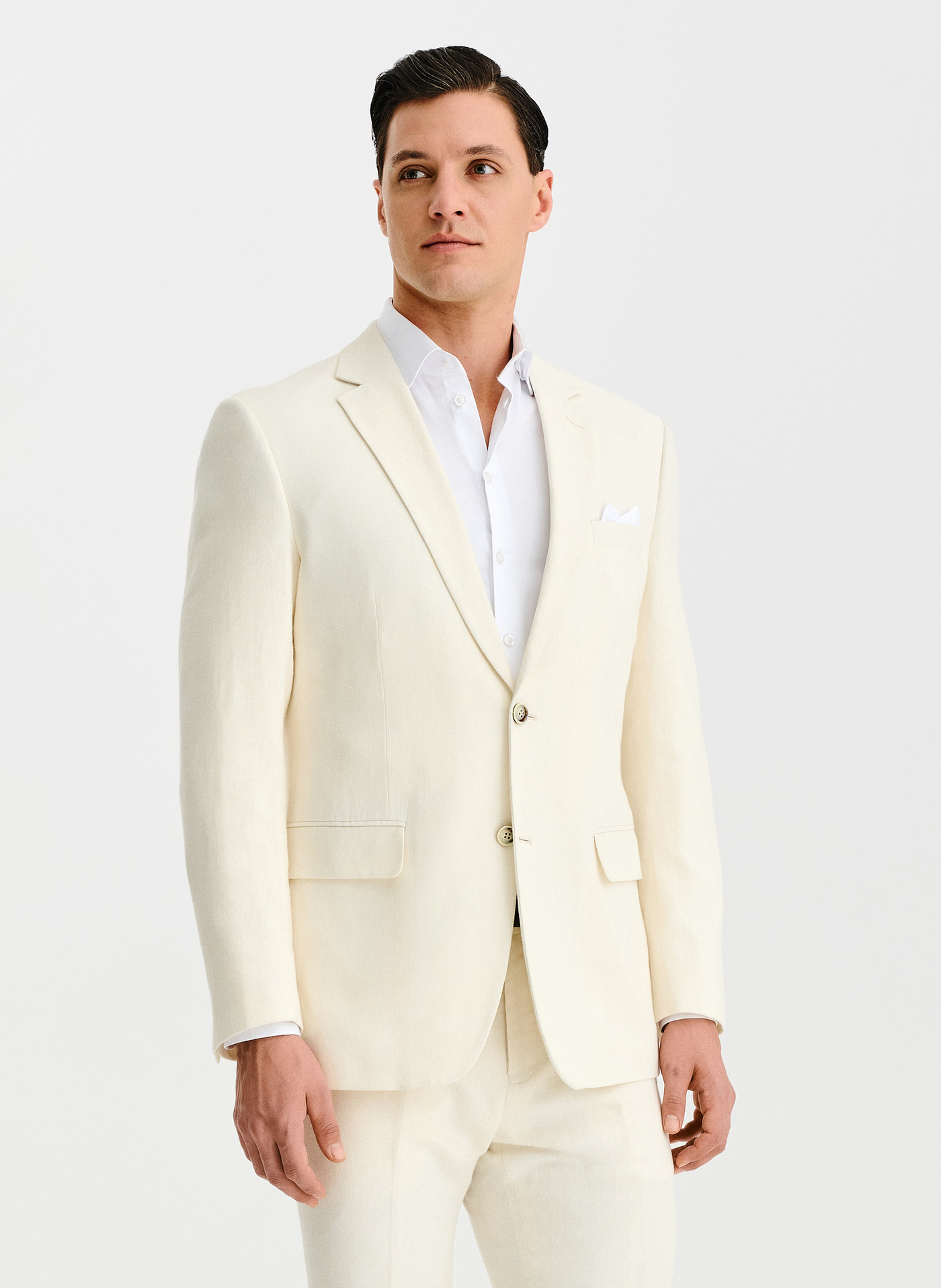 PAKO LORENTE - Beżowa marynarka garniturowa z lnem - Pako Lorente