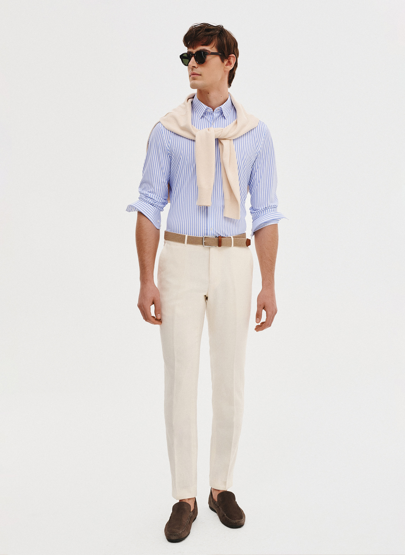 PAKO LORENTE - Dzianinowa koszula męska w prążek - Pako Lorente