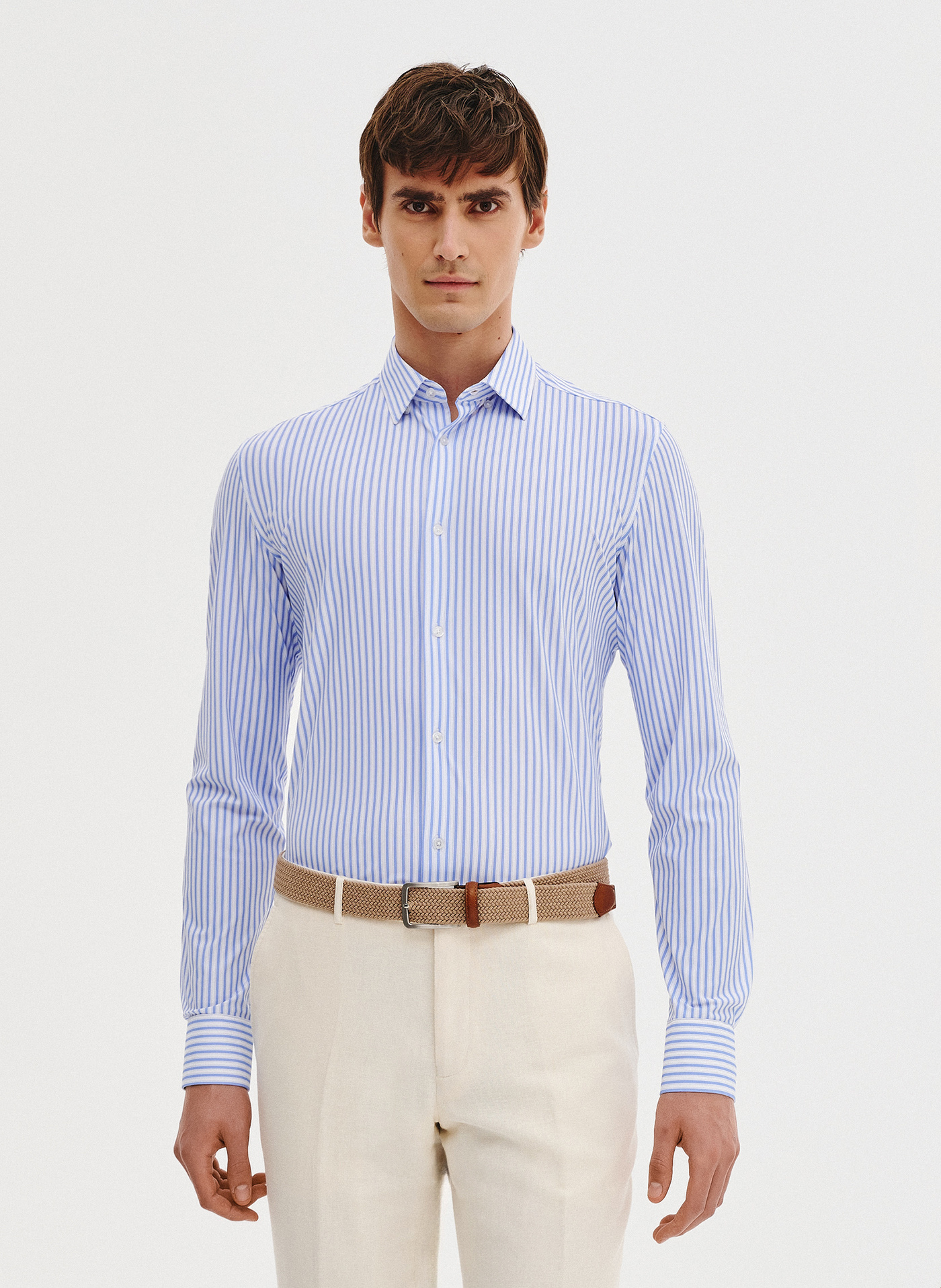 PAKO LORENTE - Dzianinowa koszula męska w prążek - Pako Lorente