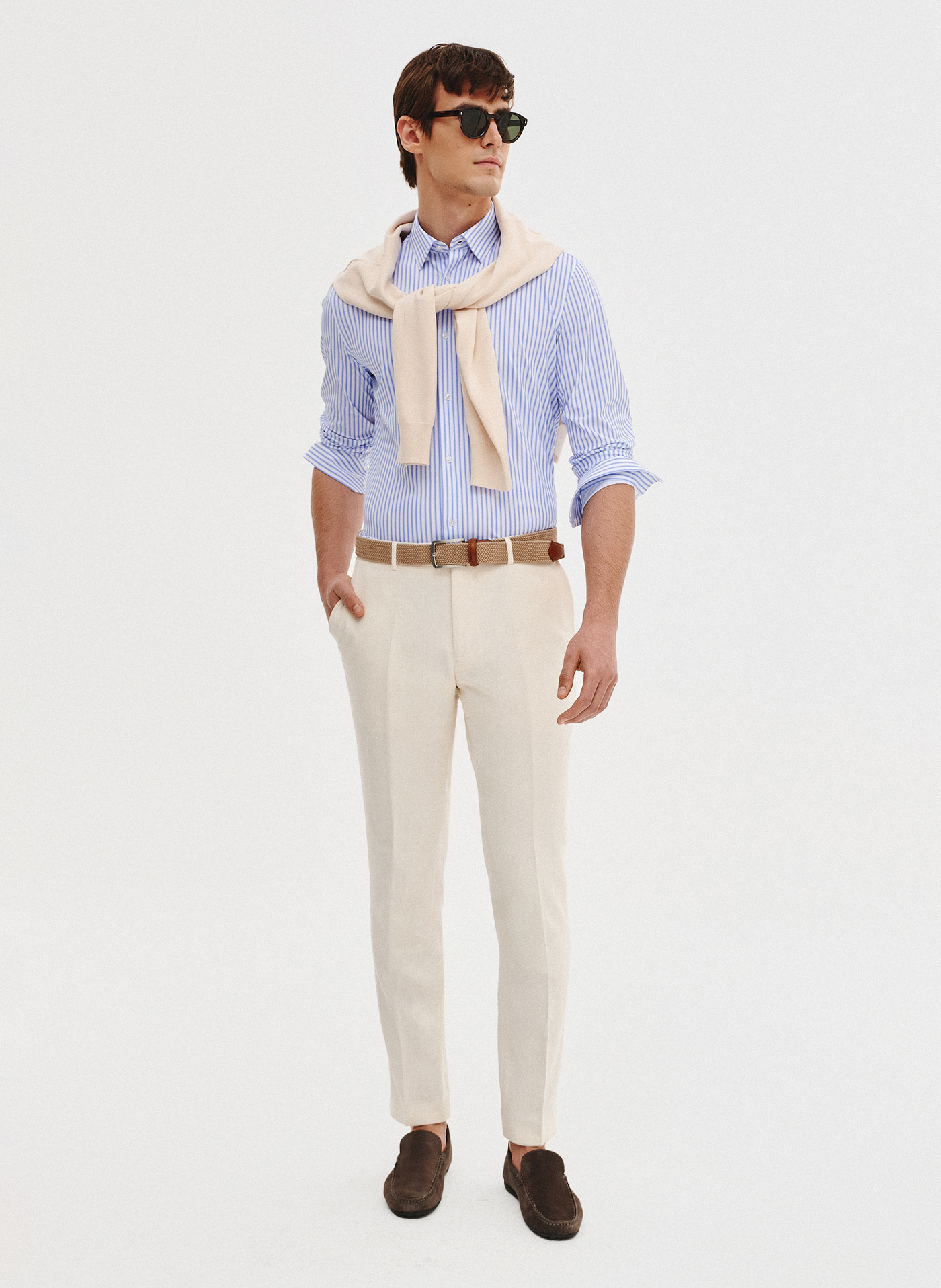 PAKO LORENTE - Dzianinowa koszula męska w prążek - Pako Lorente