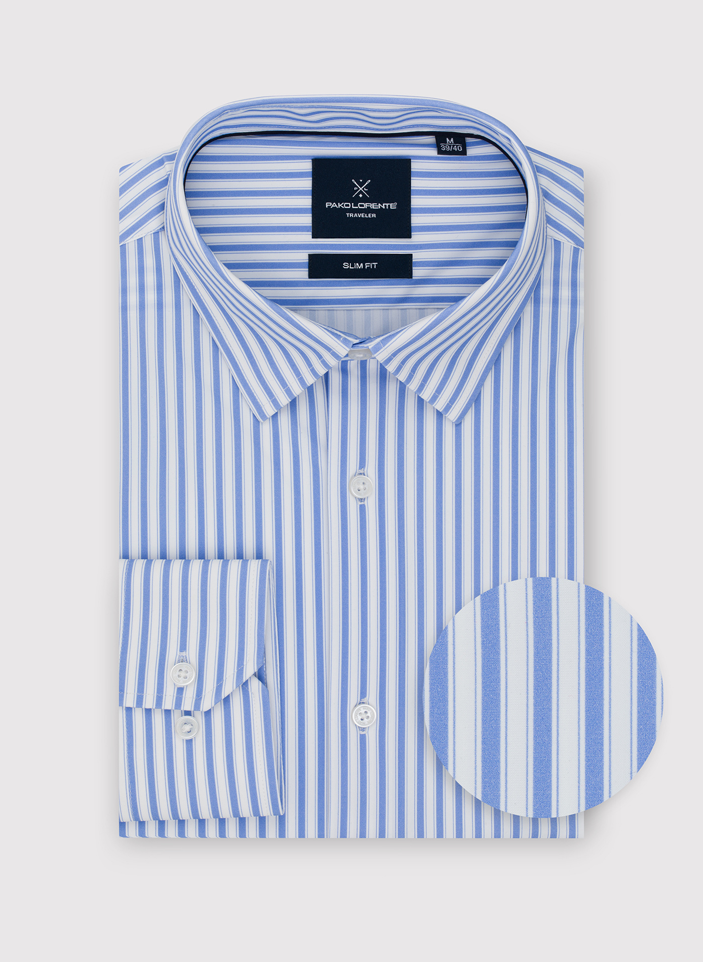 PAKO LORENTE - Dzianinowa koszula męska w prążek - Pako Lorente