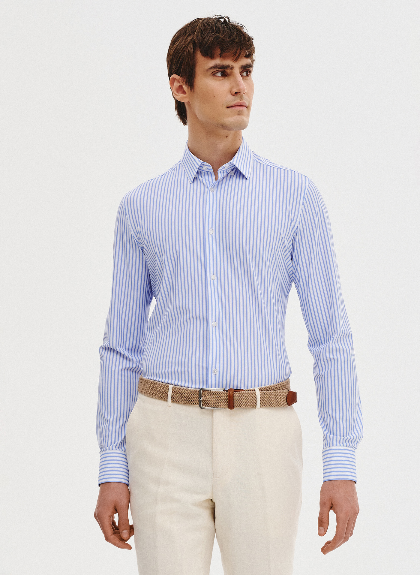 PAKO LORENTE - Dzianinowa koszula męska w prążek - Pako Lorente