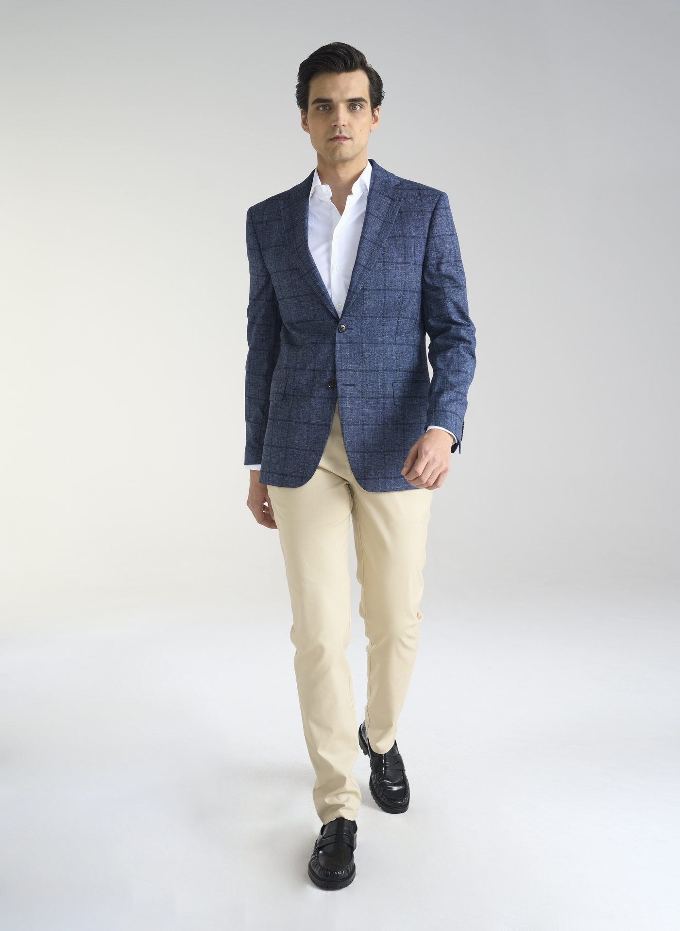 Granatowa marynarka męska w kratkę - Pako Lorente