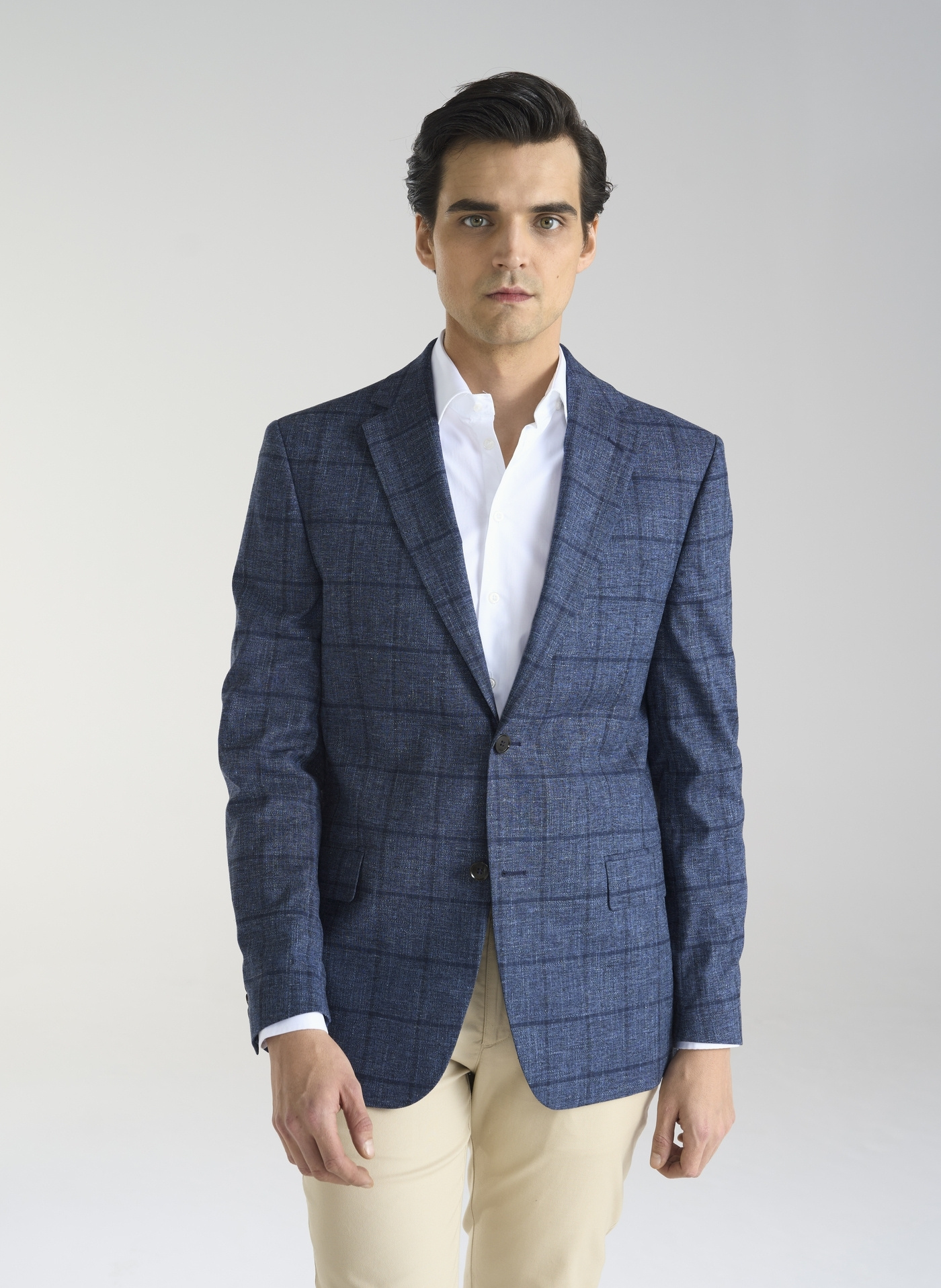 Granatowa marynarka męska w kratkę - Pako Lorente