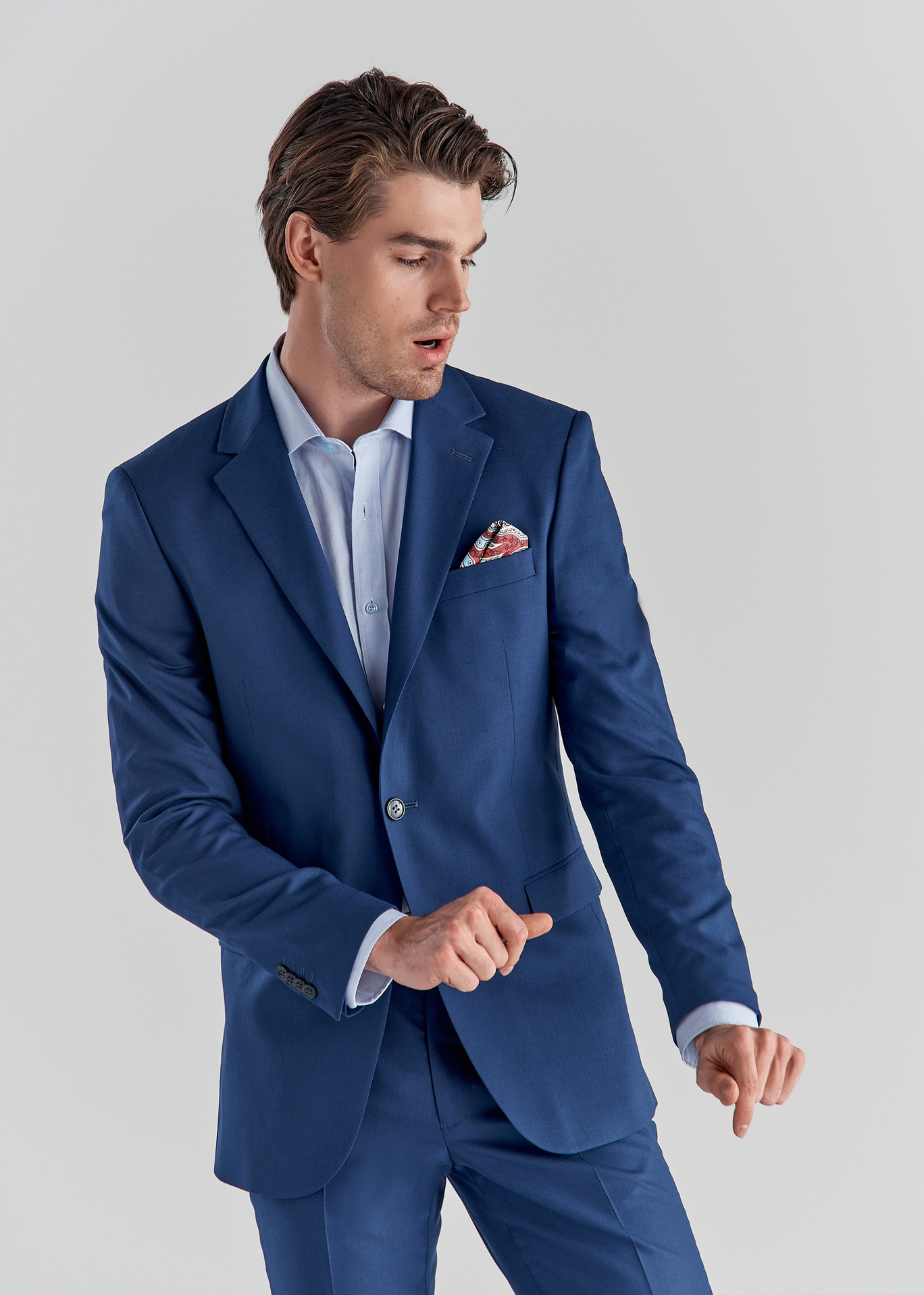 Granatowe spodnie garniturowe P22SF-6G-019-G-S - Pako Lorente