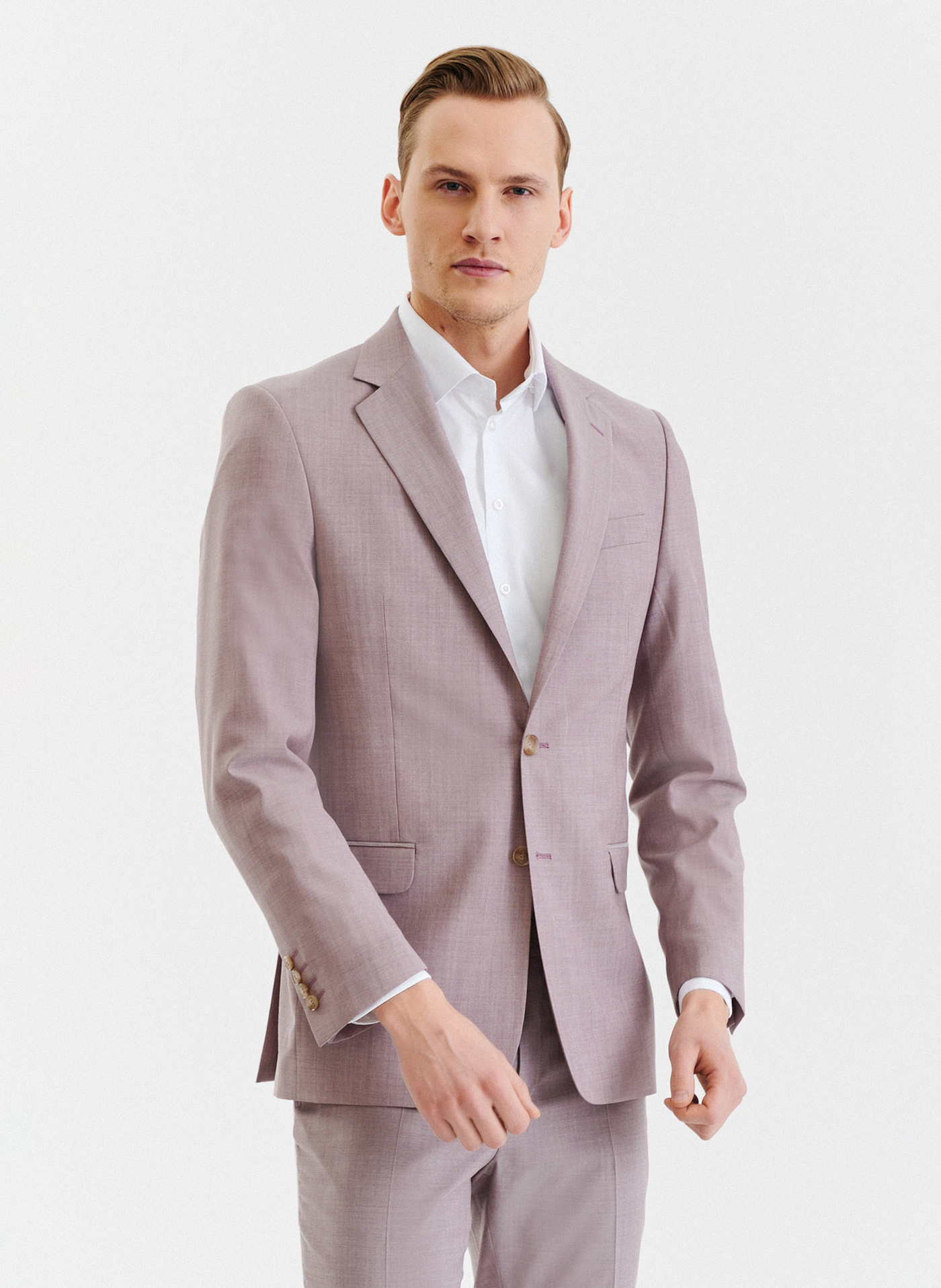 Gładka różowa marynarka garniturowa męska - Pako Lorente