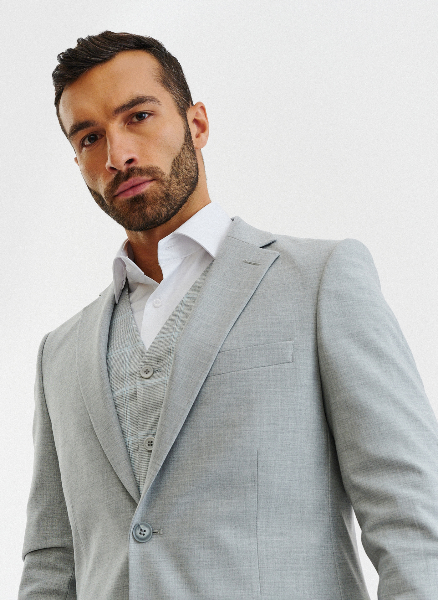 Męska jasnoszara marynarka garniturowa - Pako Lorente