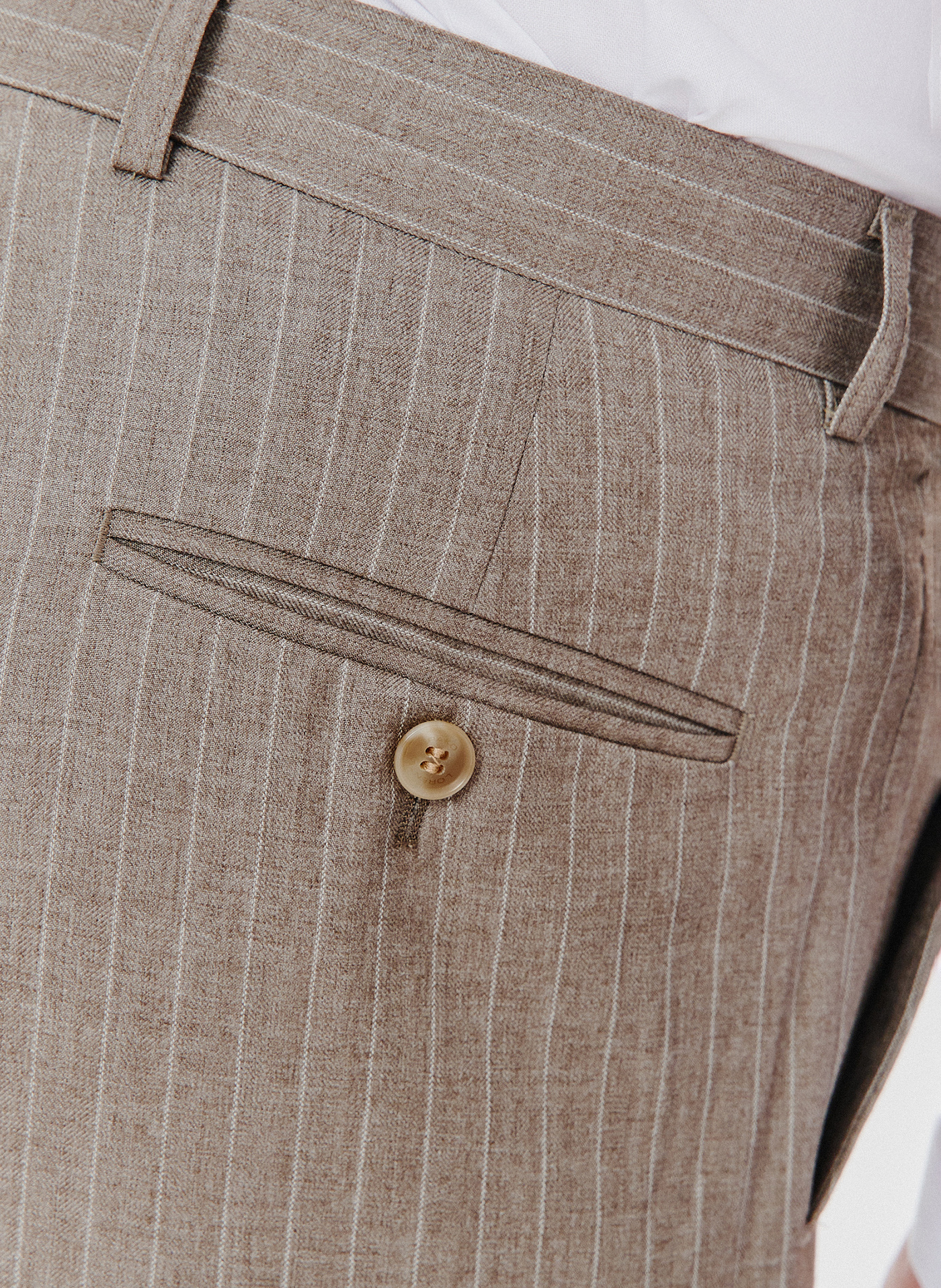 Beżowe spodnie garniturowe w prążek - Pako Lorente