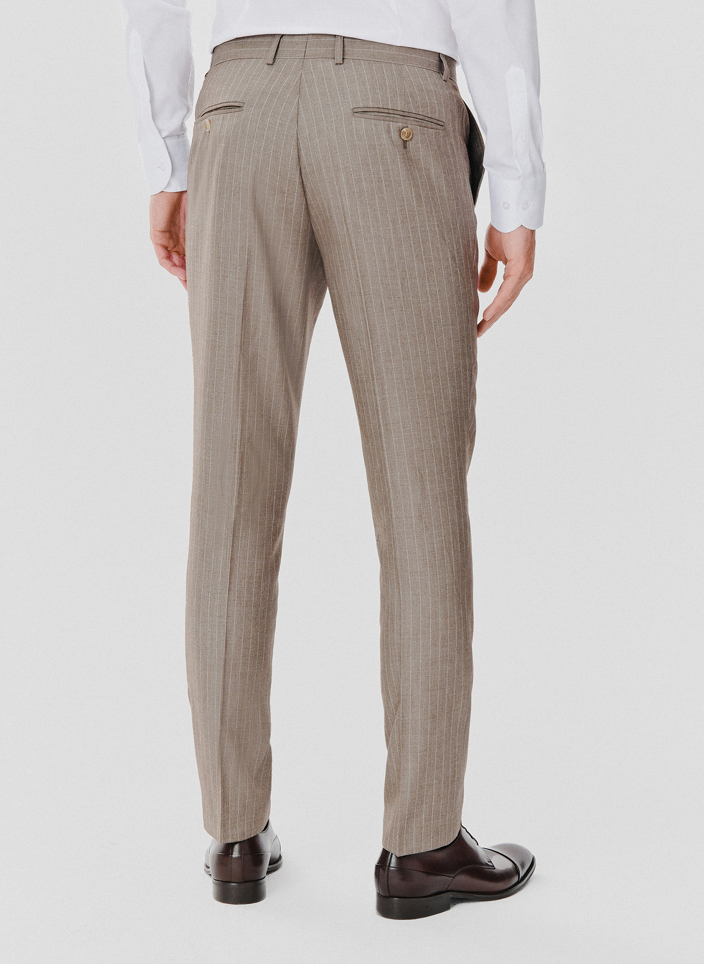 Beżowe spodnie garniturowe w prążek - Pako Lorente