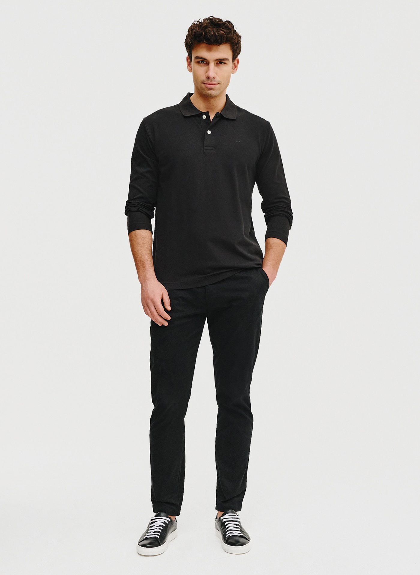 Czarne polo longsleeve - Pako Lorente