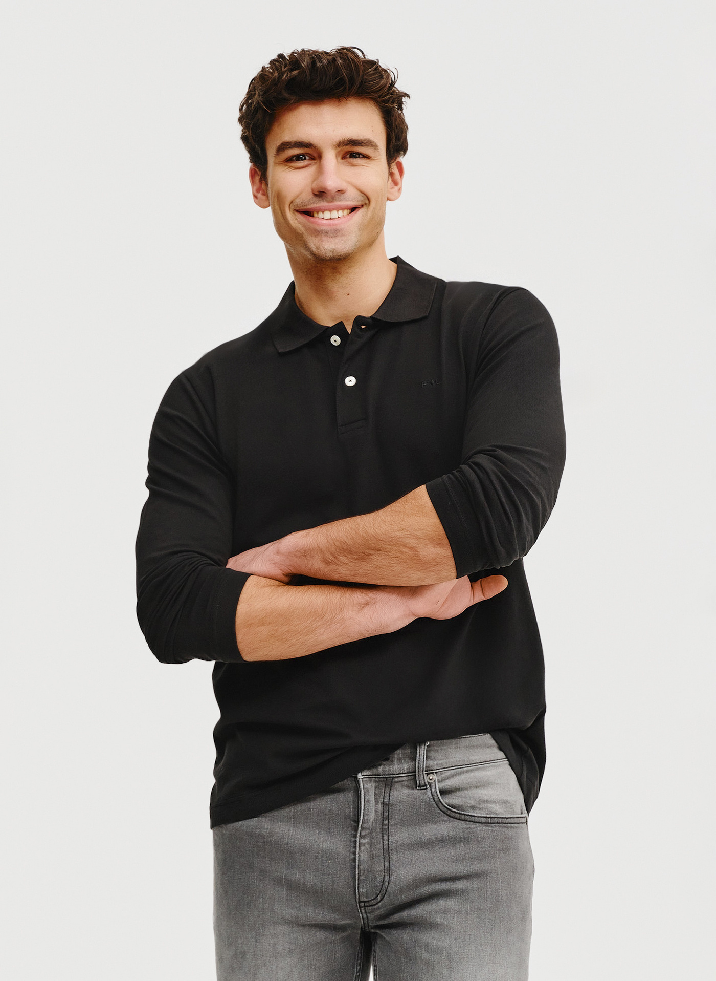 Czarne polo longsleeve - Pako Lorente