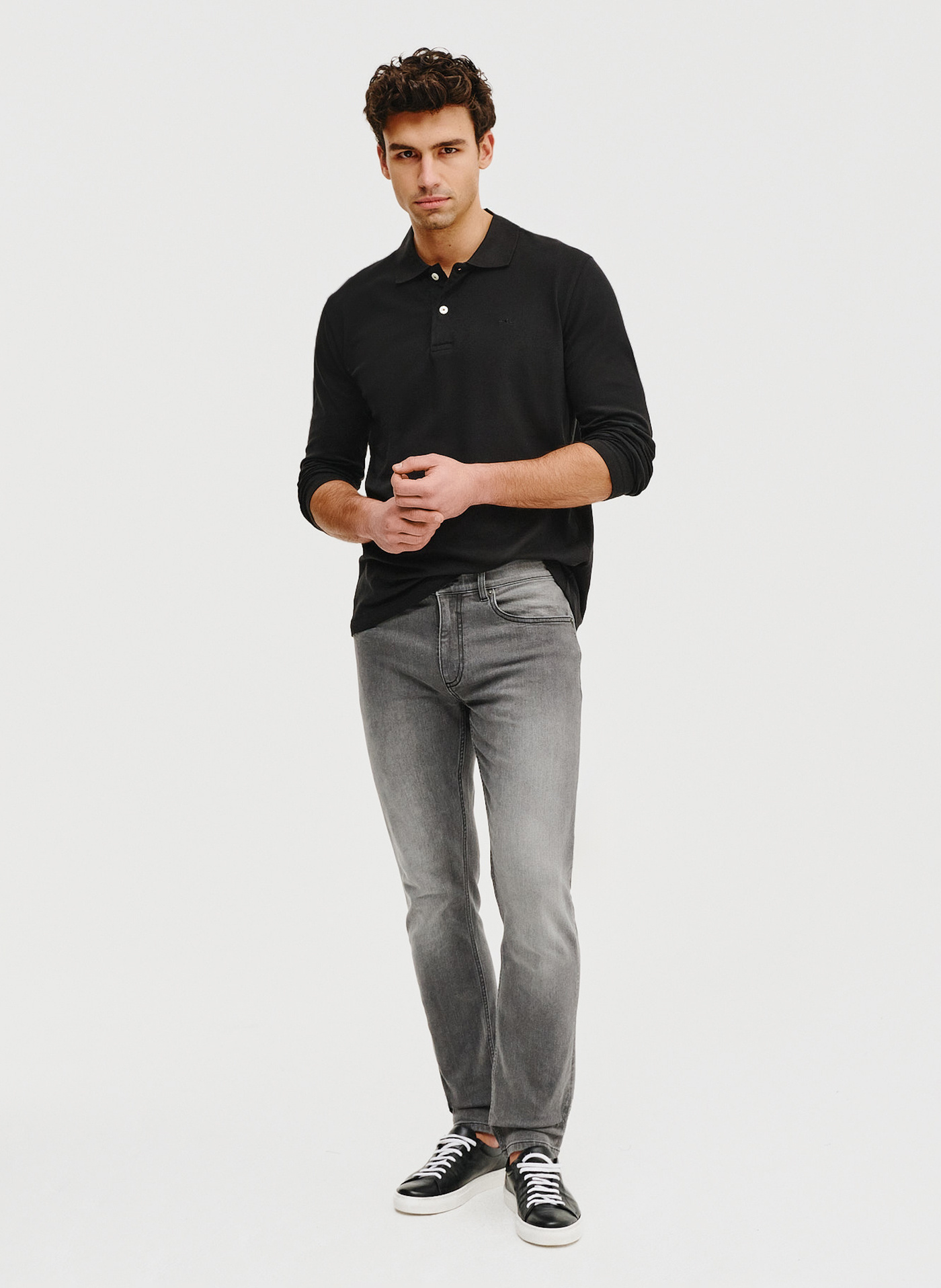 Czarne polo longsleeve - Pako Lorente