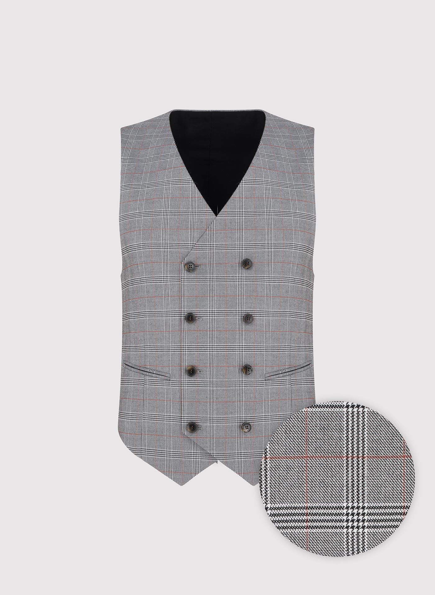 PAKO LORENTE - Szara dwurzędowa kamizelka męska w kratę - Pako Lorente