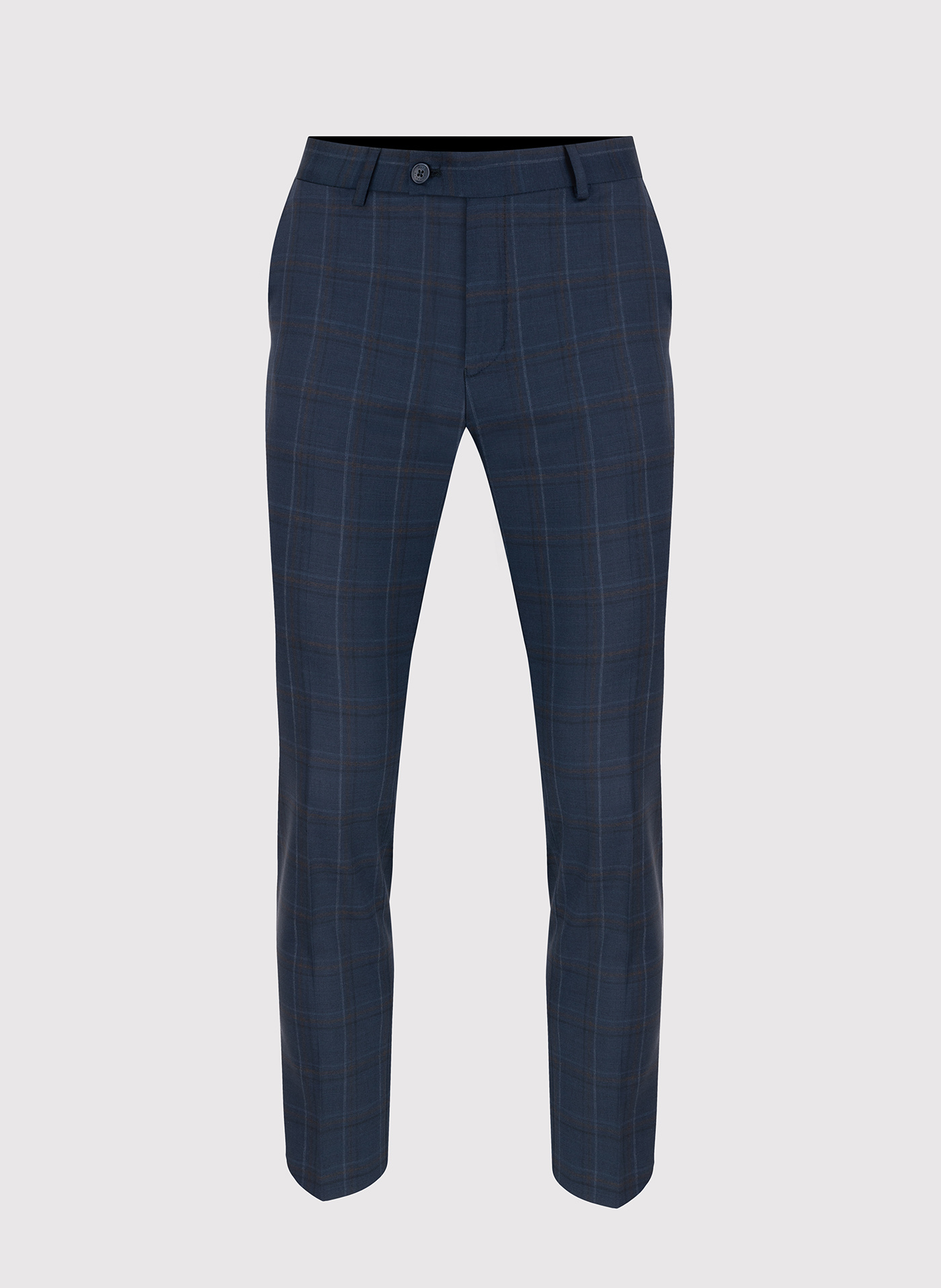 Granatowe spodnie garniturowe w kraciasty deseń - Pako Lorente