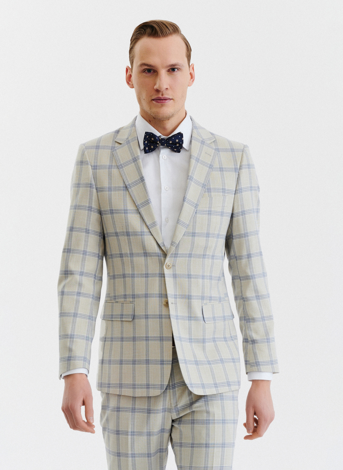 Beżowa marynarka garniturowa w kratę - Pako Lorente