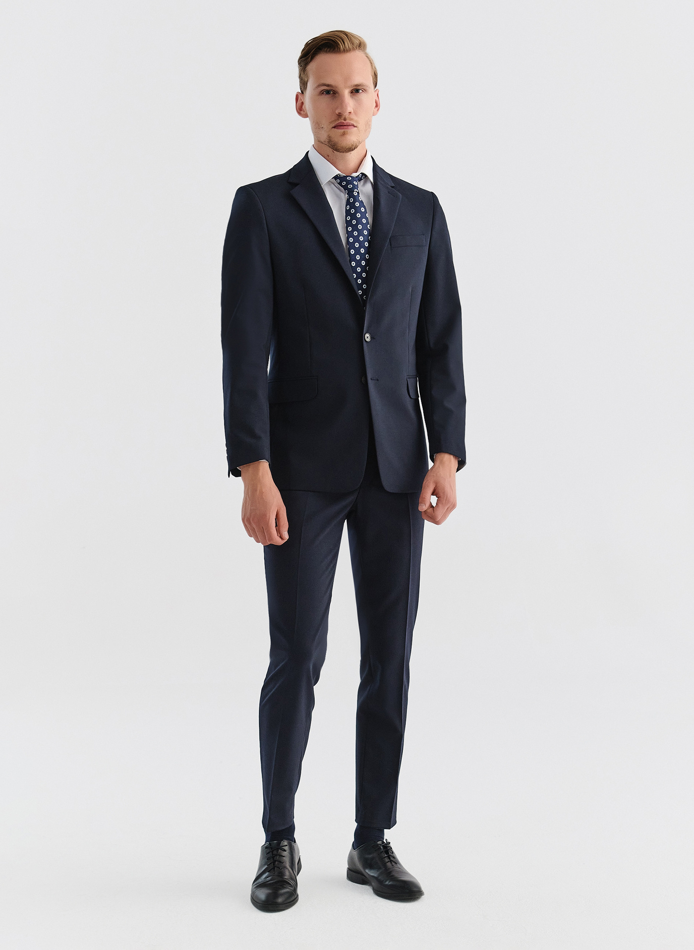 Gładka granatowa marynarka garniturowa - Pako Lorente