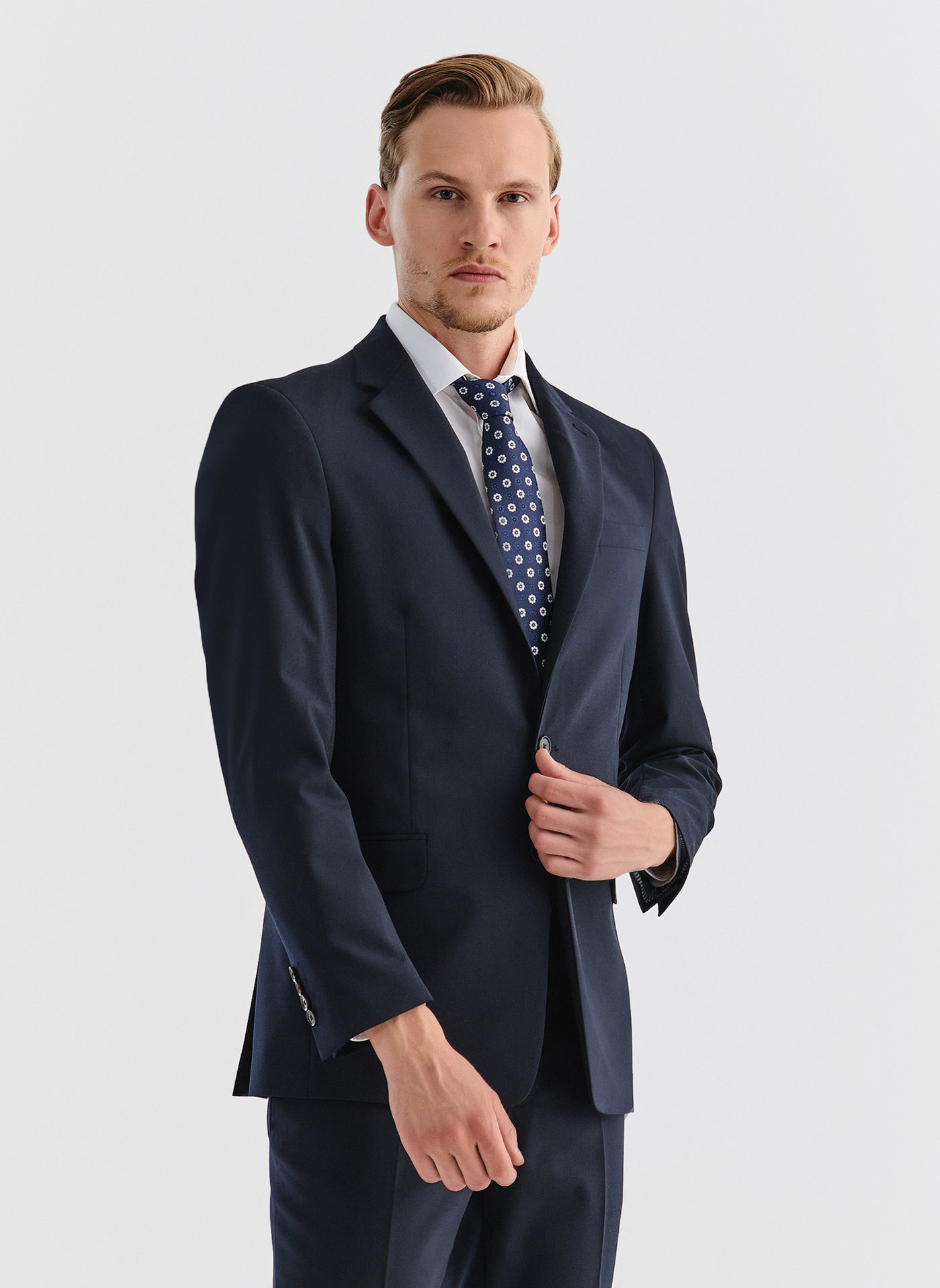 Gładka granatowa marynarka garniturowa - Pako Lorente