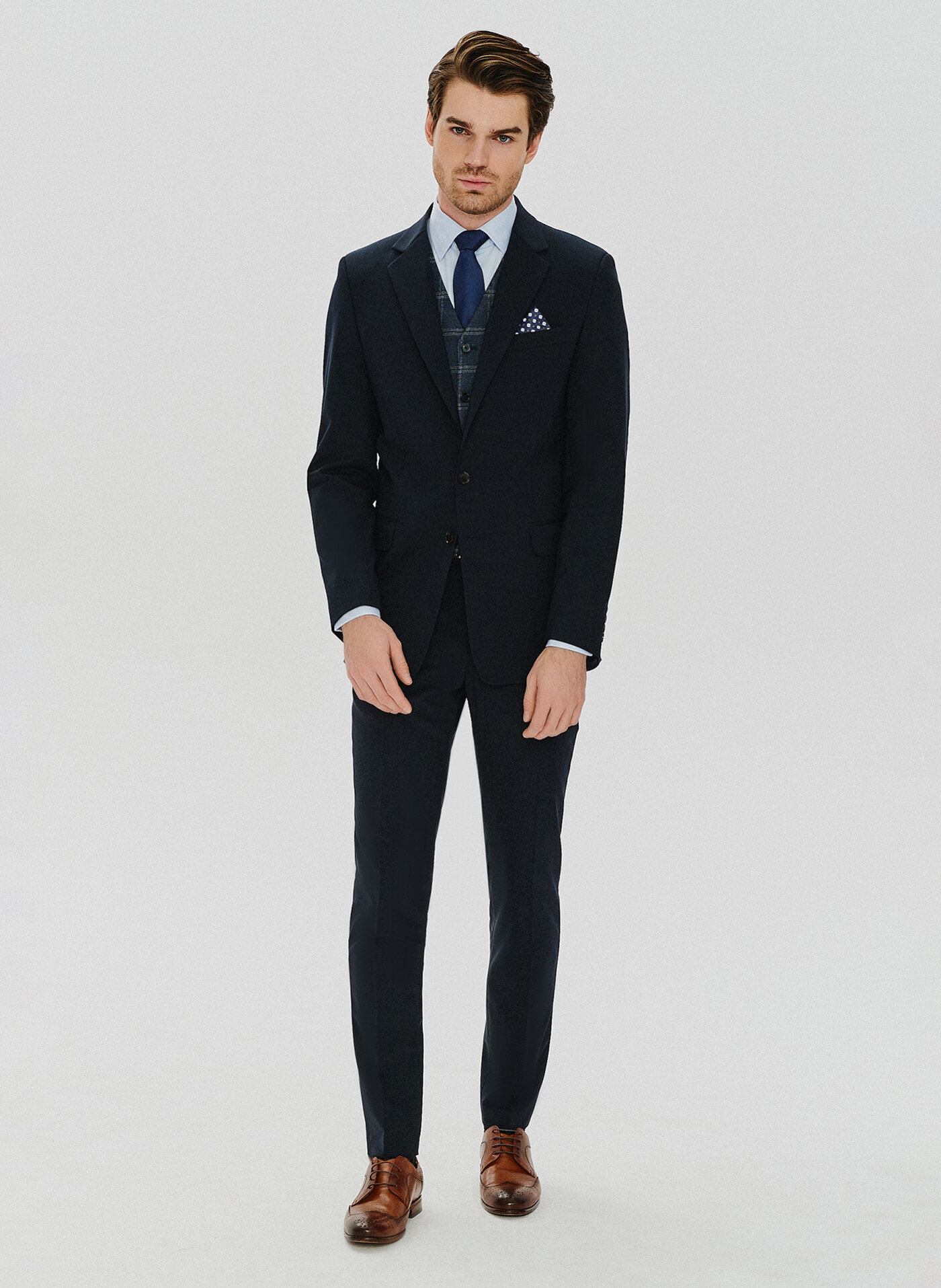 Gładka granatowa marynarka garniturowa - Pako Lorente