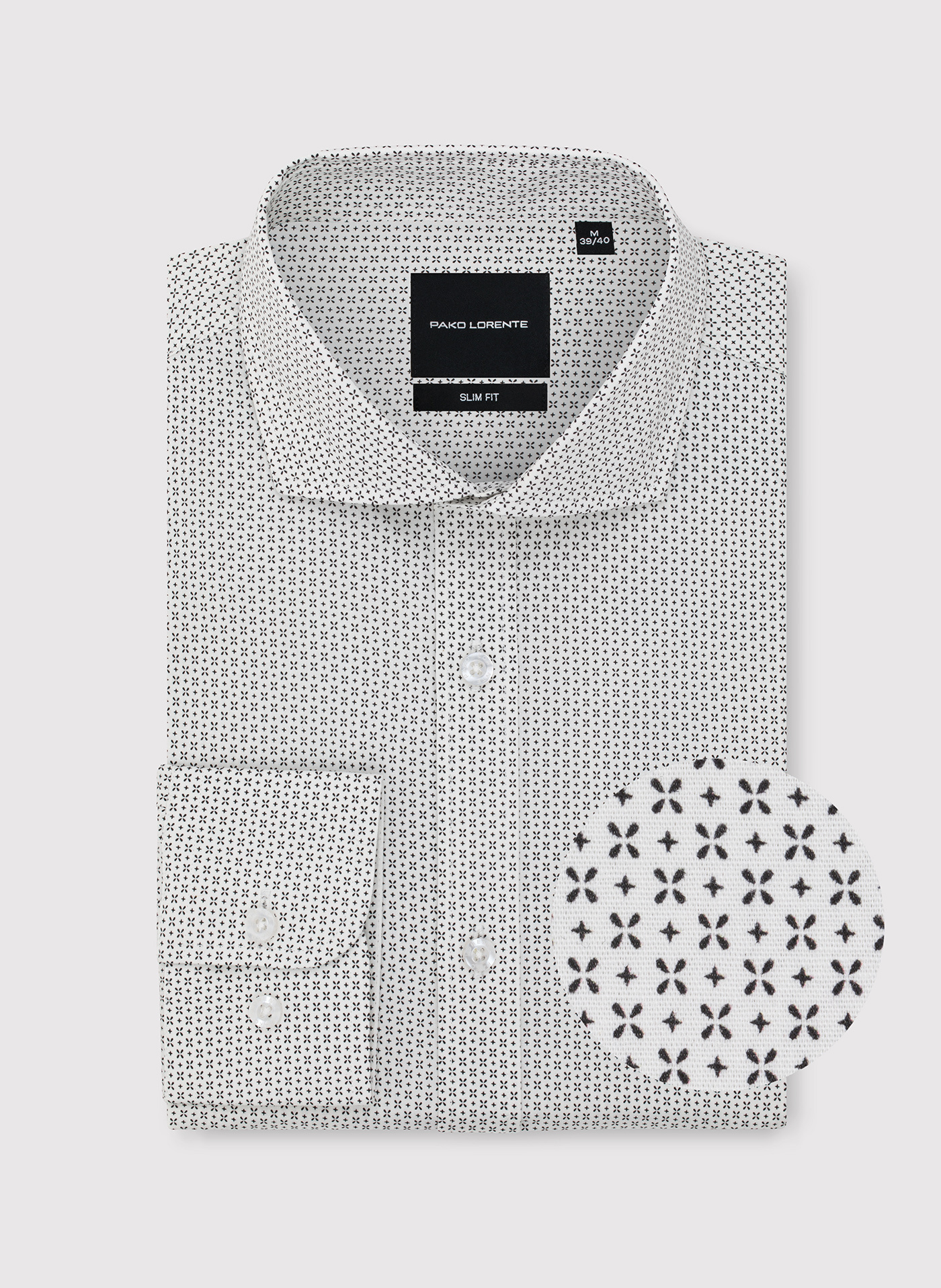 PAKO LORENTE - Biała koszula męska w mikrowzór - Pako Lorente