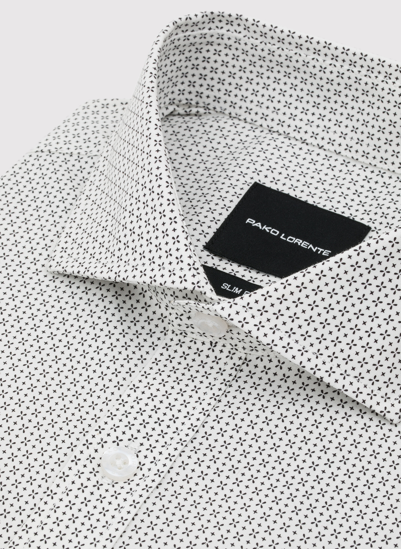 PAKO LORENTE - Biała koszula męska w mikrowzór - Pako Lorente
