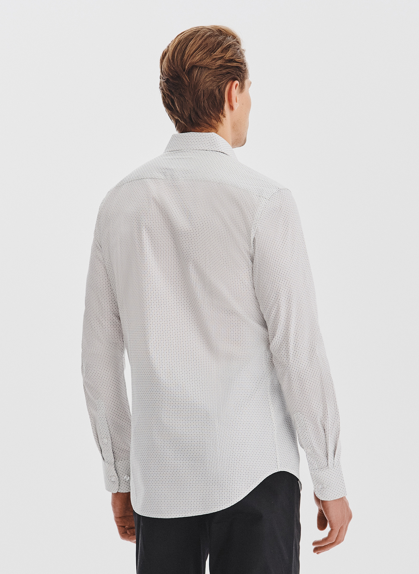 PAKO LORENTE - Biała koszula męska w mikrowzór - Pako Lorente