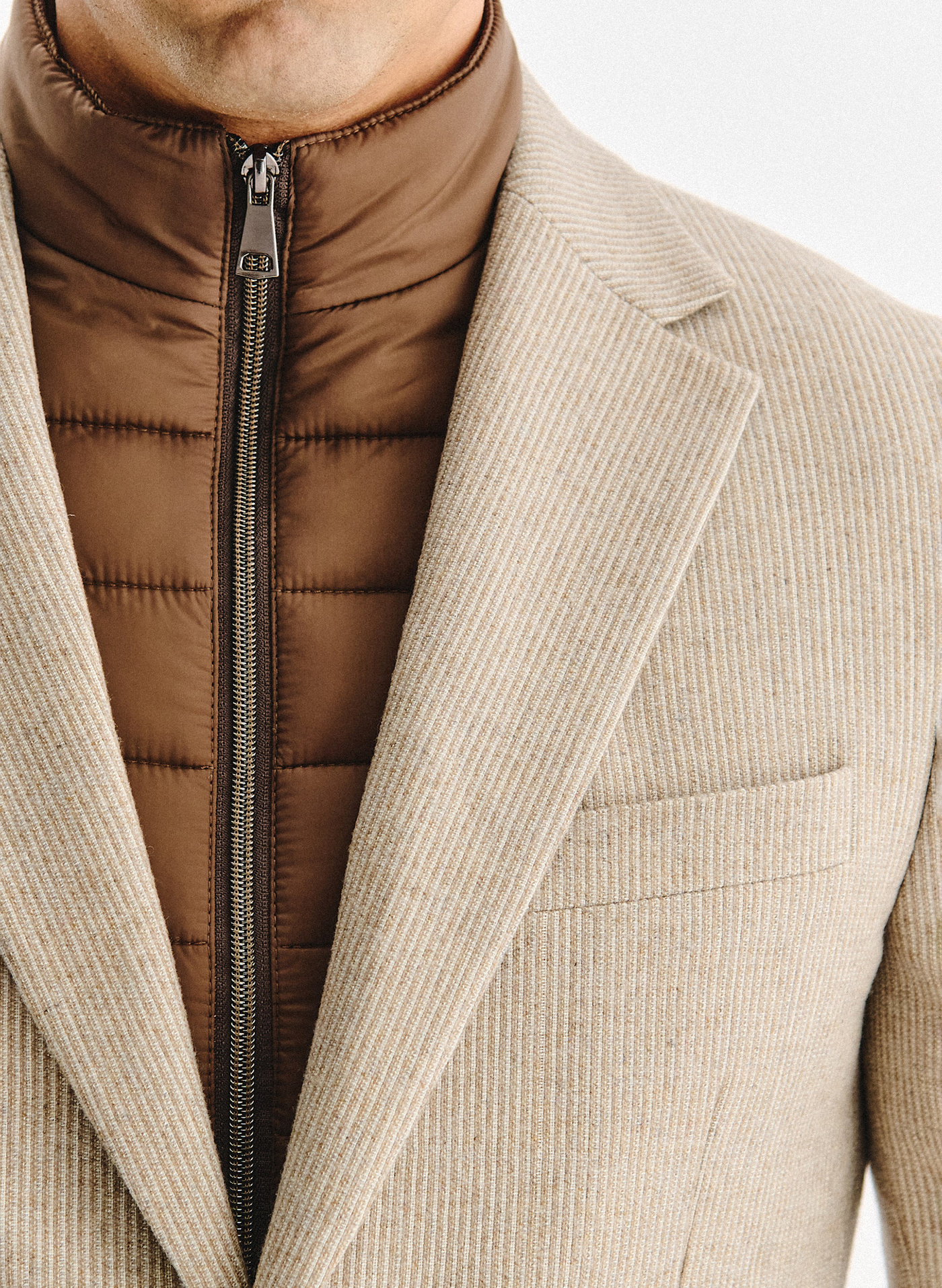 PAKO LORENTE - Beżowa marynarka męska z odpinaną stójką - Pako Lorente