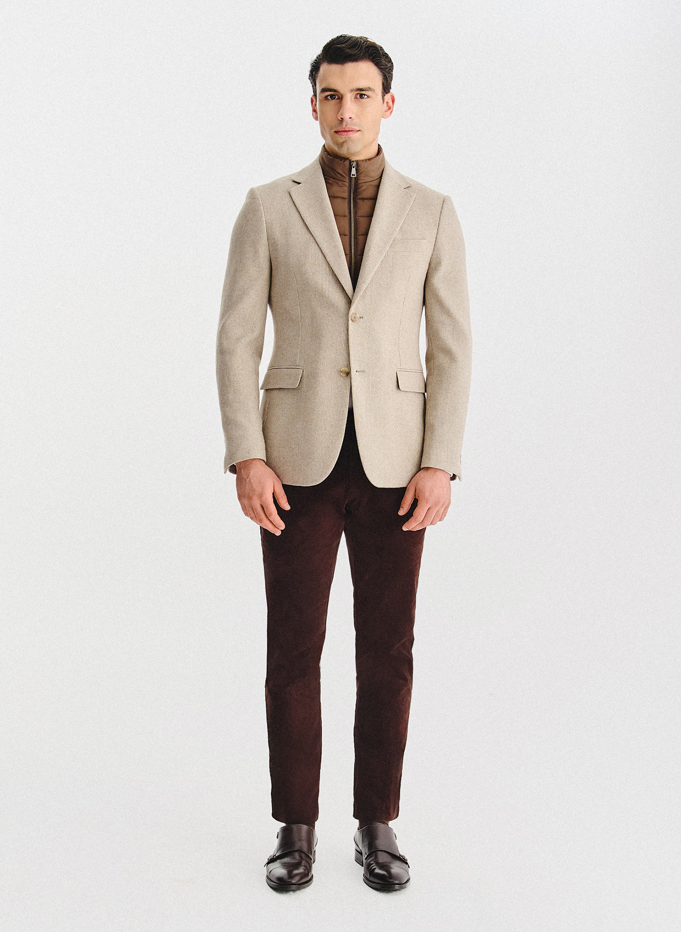 PAKO LORENTE - Beżowa marynarka męska z odpinaną stójką - Pako Lorente