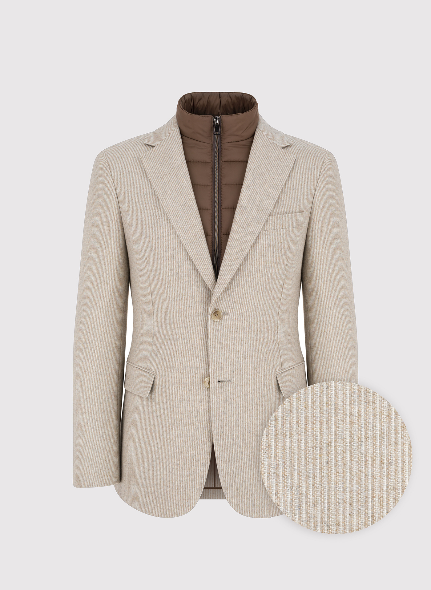 PAKO LORENTE - Beżowa marynarka męska z odpinaną stójką - Pako Lorente