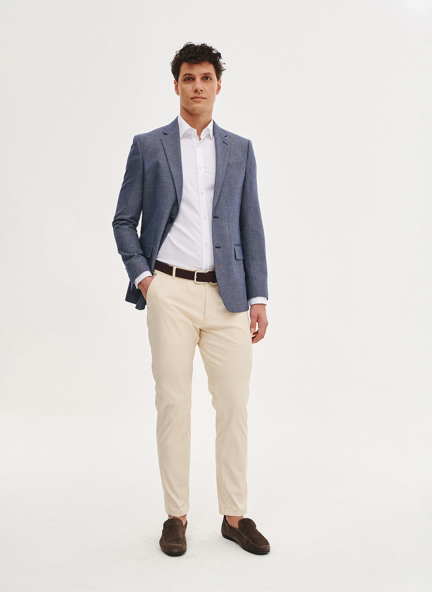 Niebieska marynarka męska z wiskozą - Pako Lorente