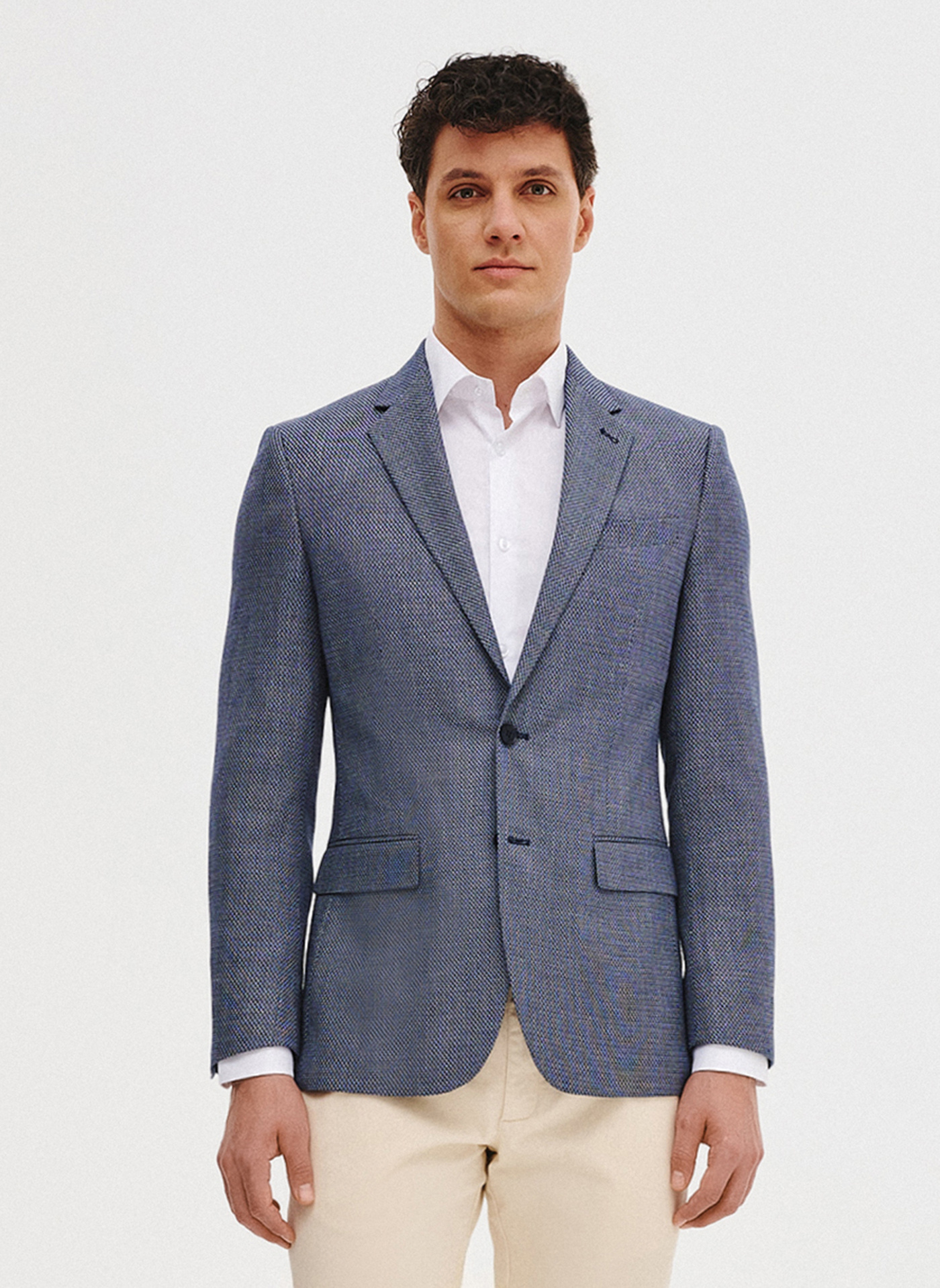 Niebieska marynarka męska z wiskozą - Pako Lorente