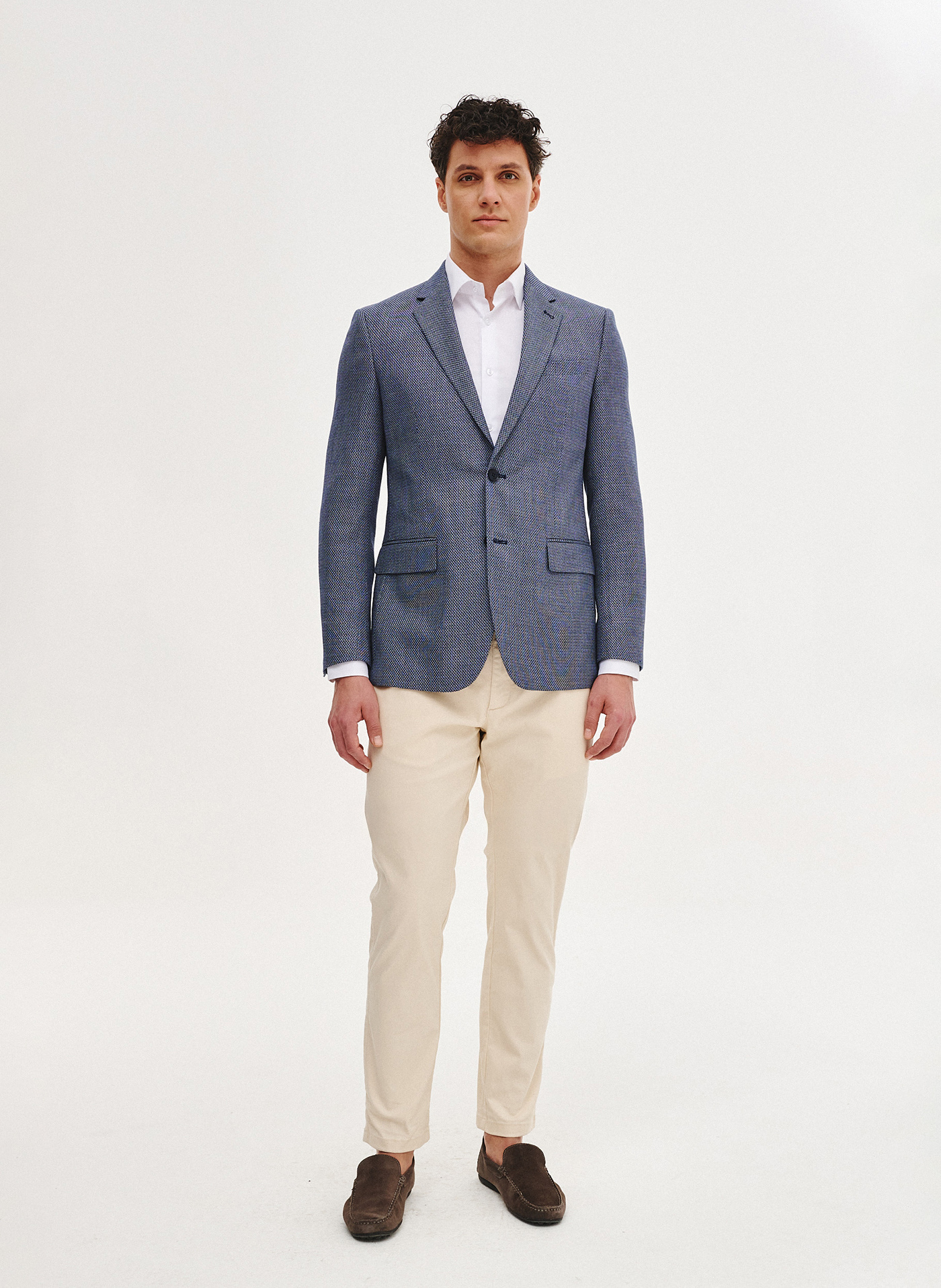 Niebieska marynarka męska z wiskozą - Pako Lorente