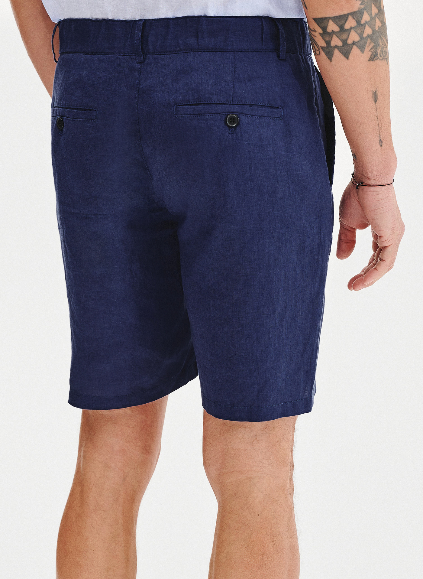 PAKO LORENTE - Lniane szorty męskie w kolorze granatowym - Pako Lorente