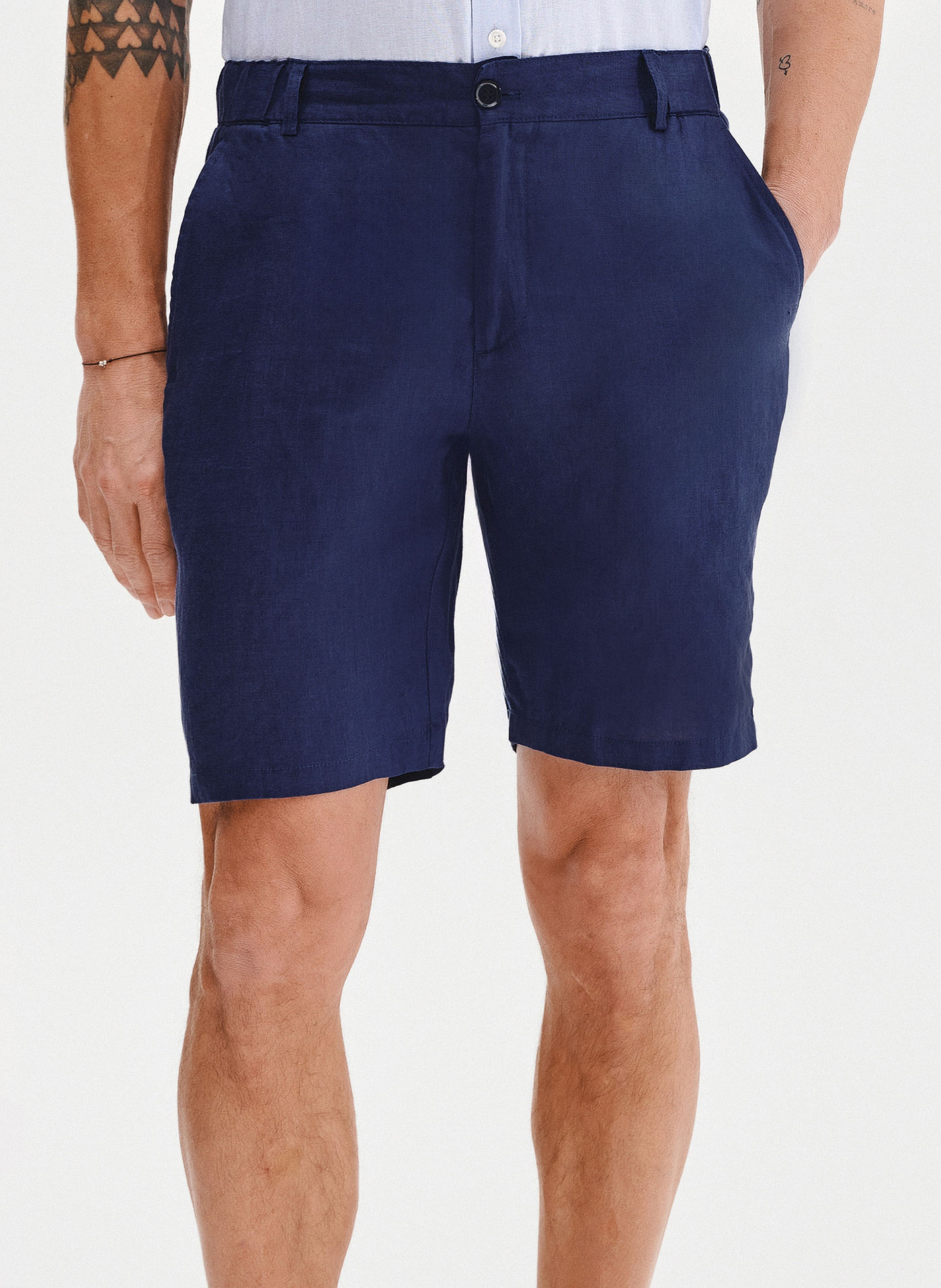 PAKO LORENTE - Lniane szorty męskie w kolorze granatowym - Pako Lorente