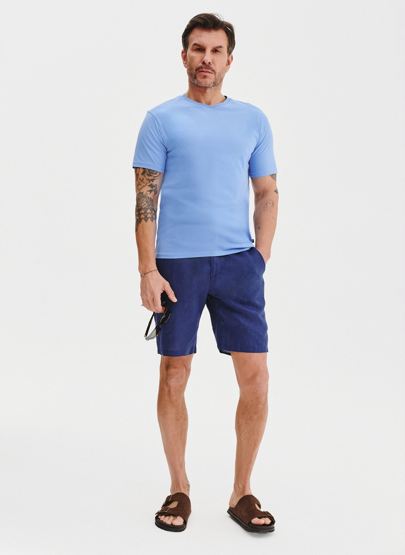 PAKO LORENTE - Lniane szorty męskie w kolorze granatowym - Pako Lorente