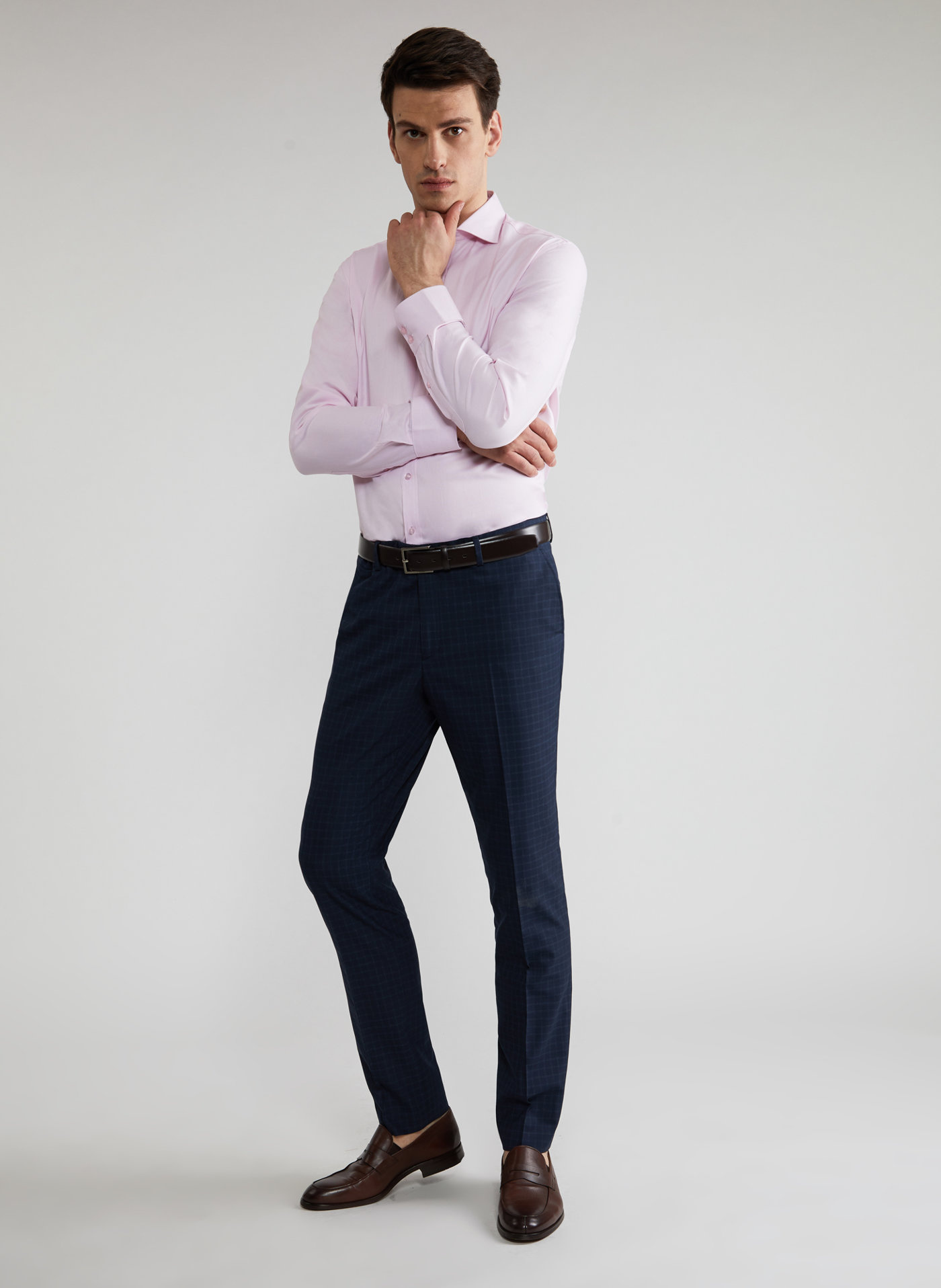 Granatowe spodnie garniturowe P21WF-6G-073-G-S - Pako Lorente