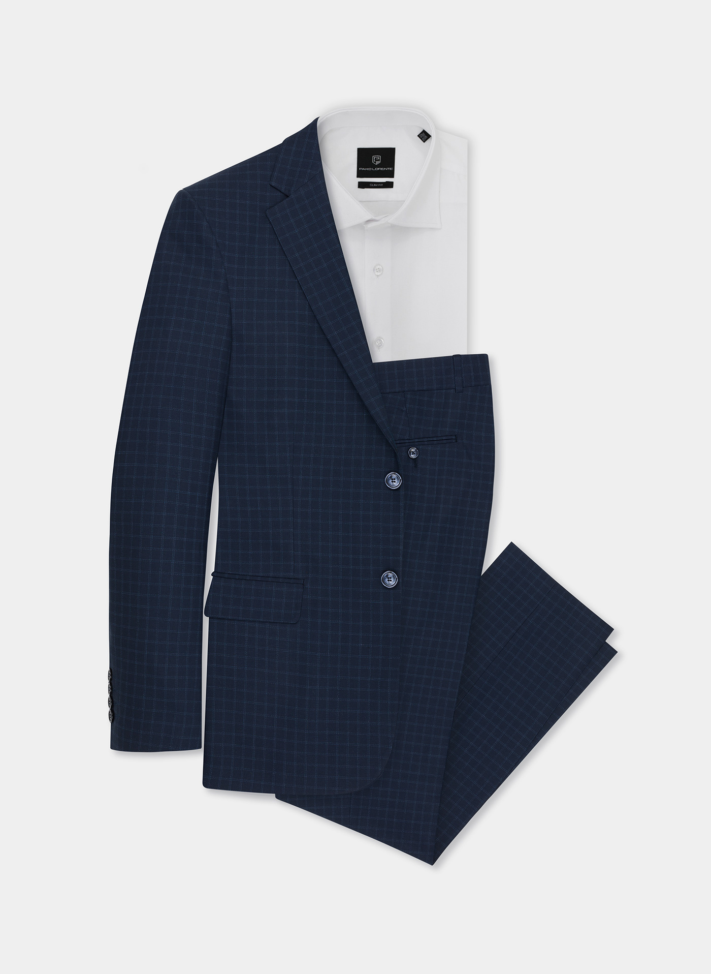 Granatowe spodnie garniturowe P21WF-6G-073-G-S - Pako Lorente