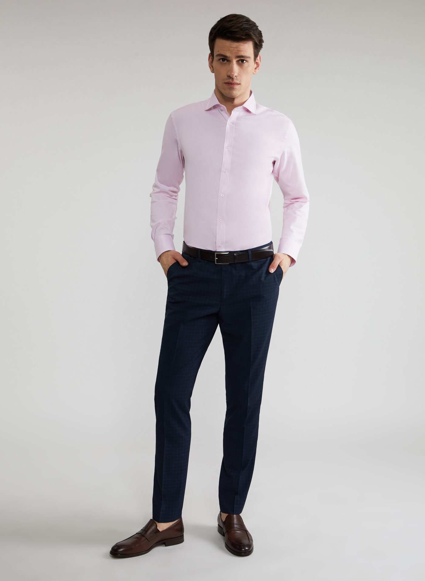 Granatowe spodnie garniturowe P21WF-6G-073-G-S - Pako Lorente