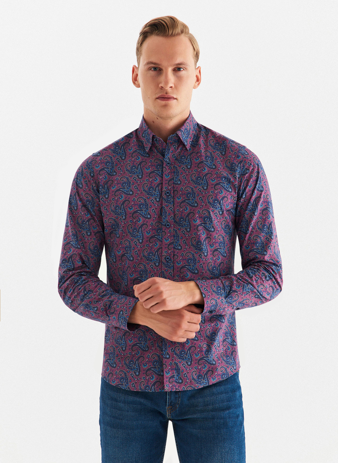 Fioletowa koszula we wzór paisley - Pako Lorente