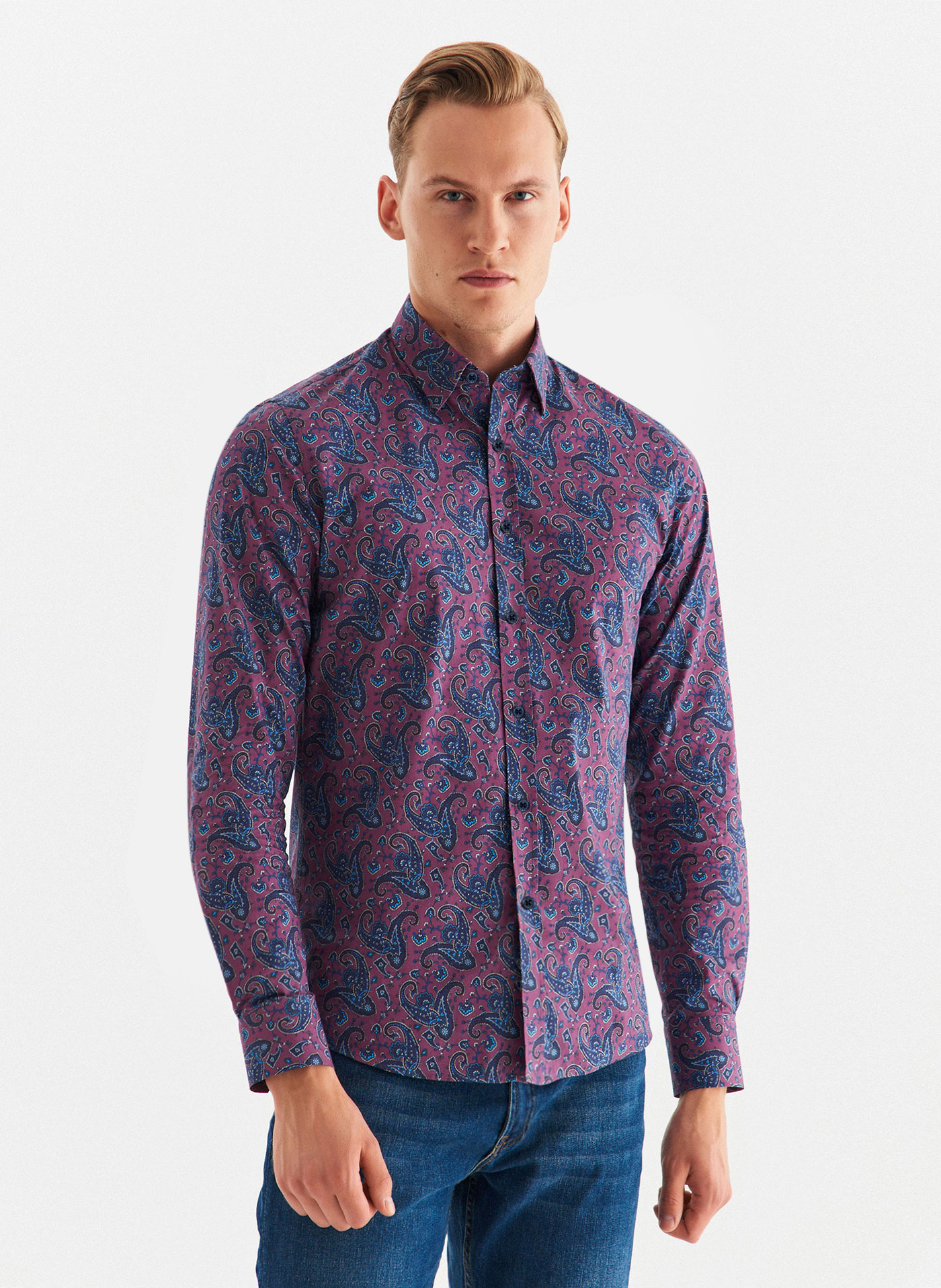 Fioletowa koszula we wzór paisley - Pako Lorente